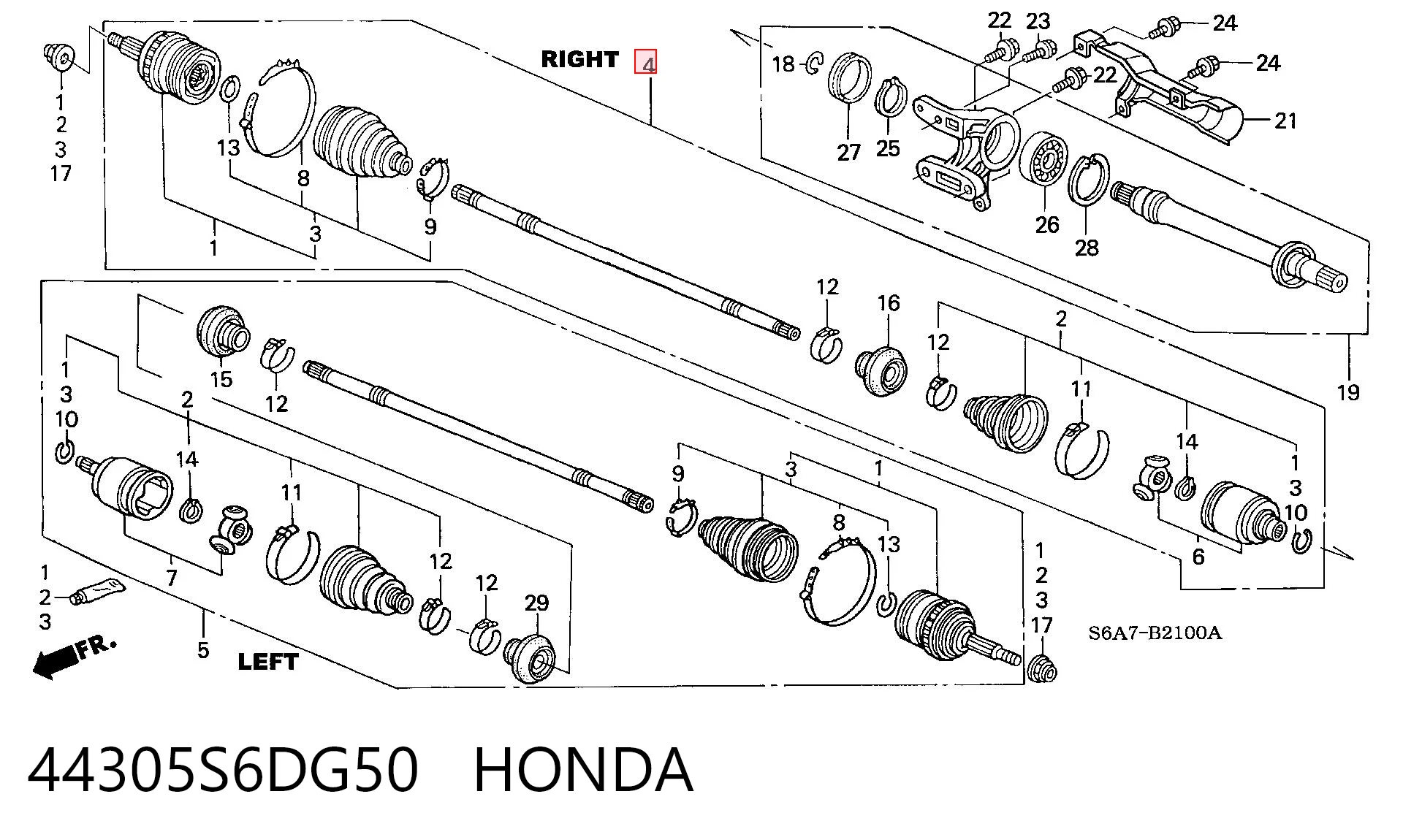 44305S6DG50 Honda Semieixo (acionador) dianteiro direito