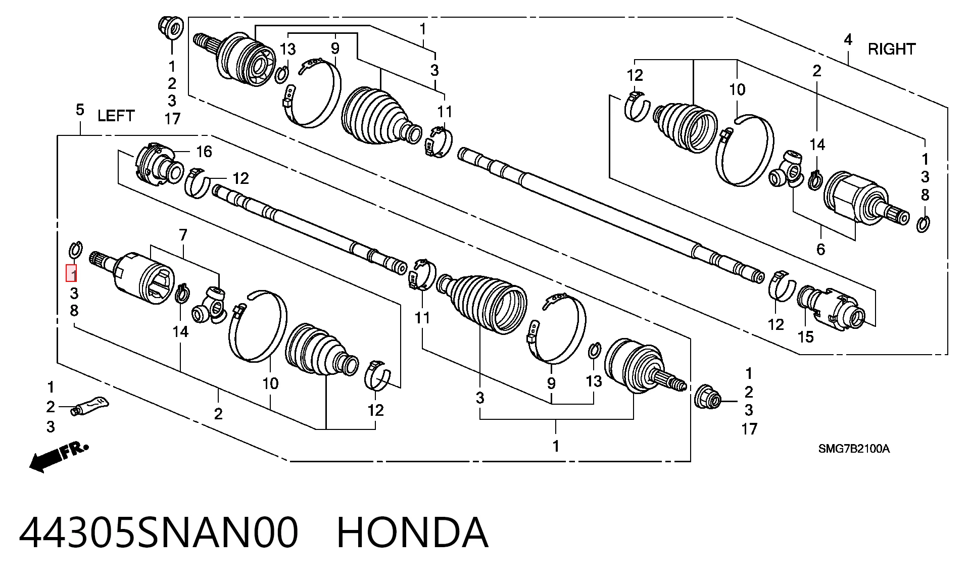 44305SNAN00 Honda Junta homocinética externa dianteira