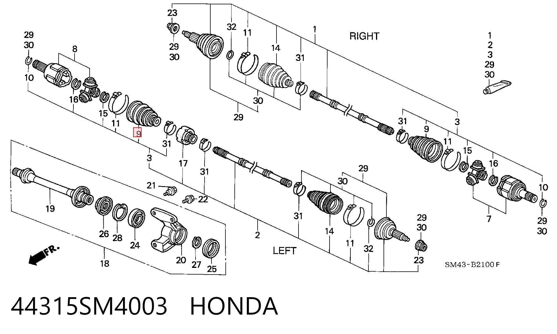 Compre Bota de proteção interna de junta homocinética do semieixo dianteiro Honda Accord 6