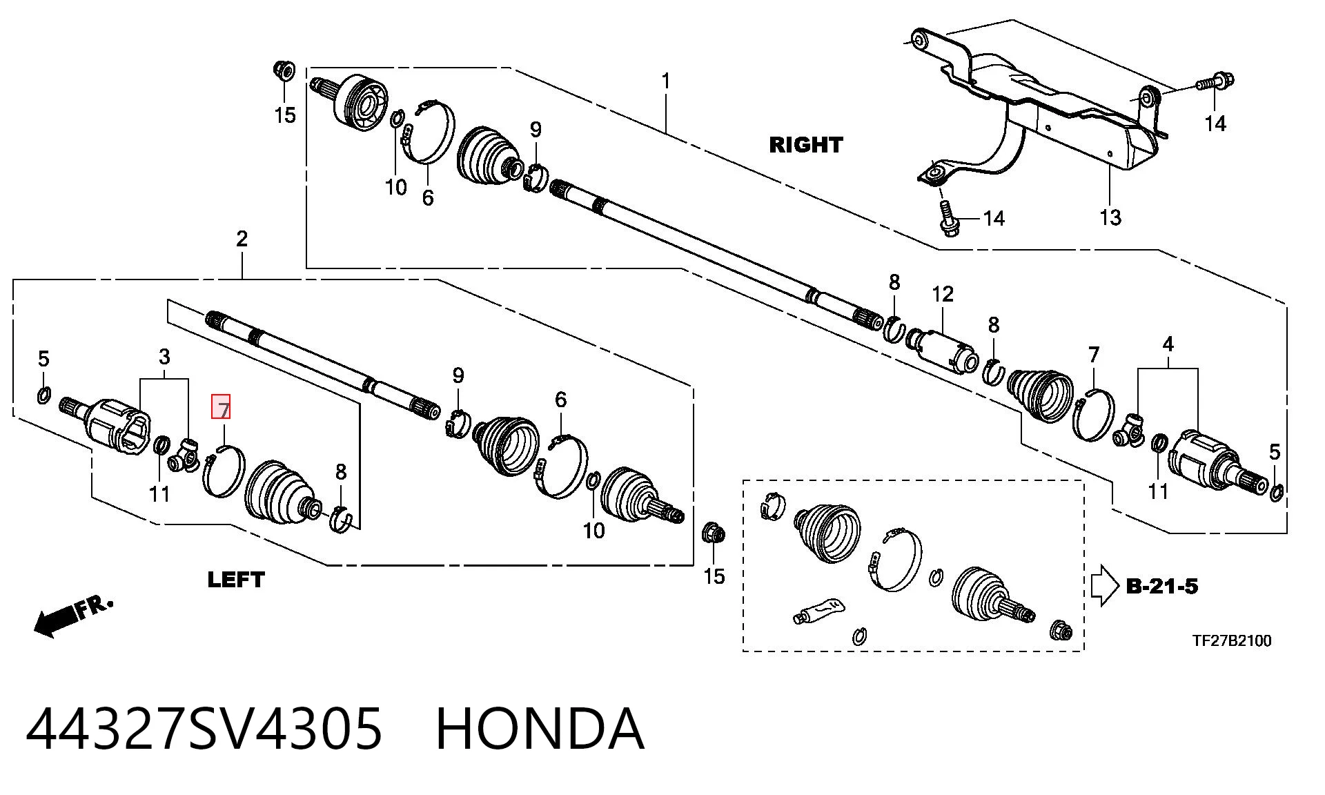44327SV4305 Honda Braçadeira da bota de proteção de junta homocinética, universal