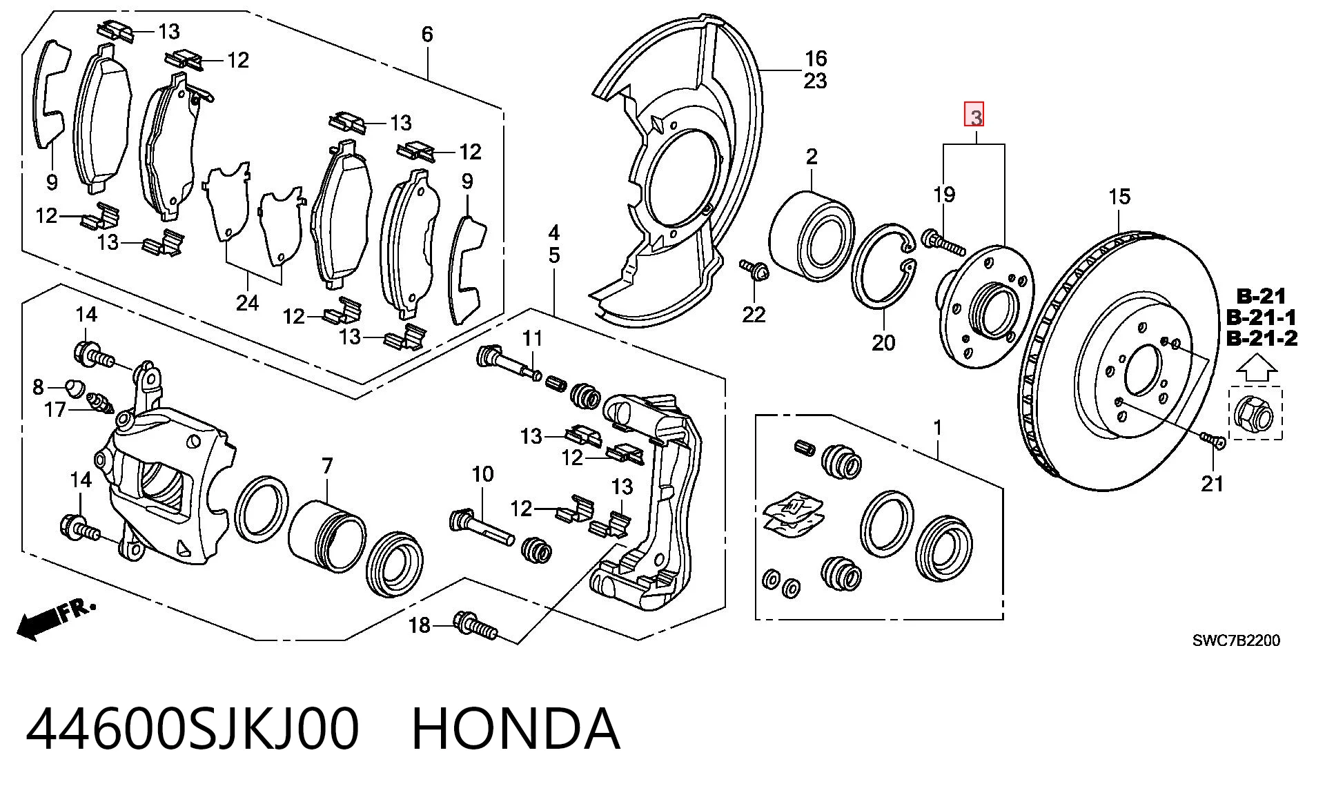 44600SJKJ00 Honda Cubo dianteiro