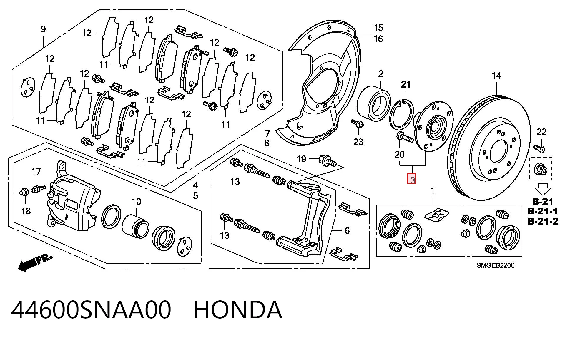 44600SNAA00 Honda Cubo dianteiro