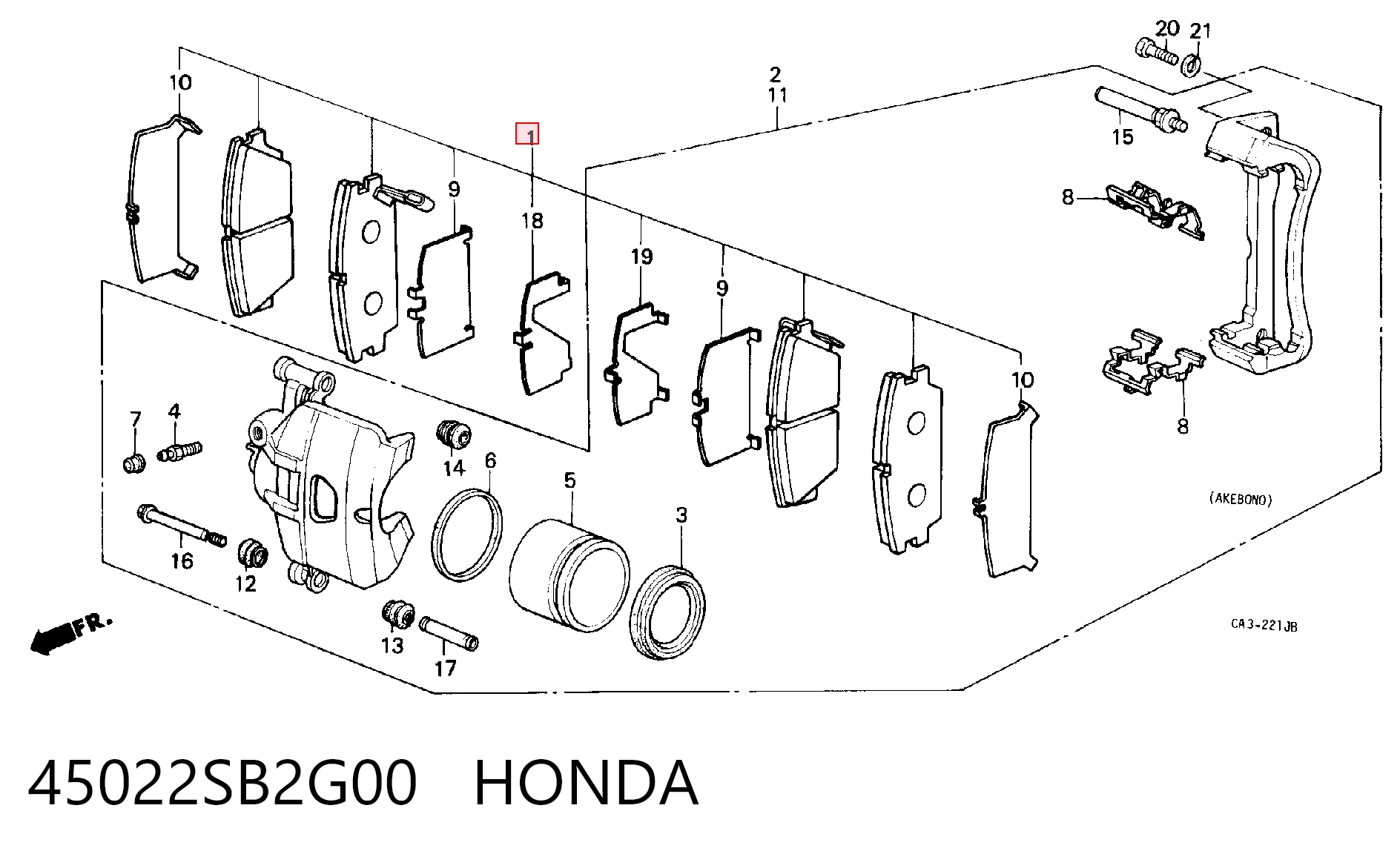  Sapatas do freio dianteiras de disco Honda Accord III sedan (CA4, CA5) (1985 - 1989) III
