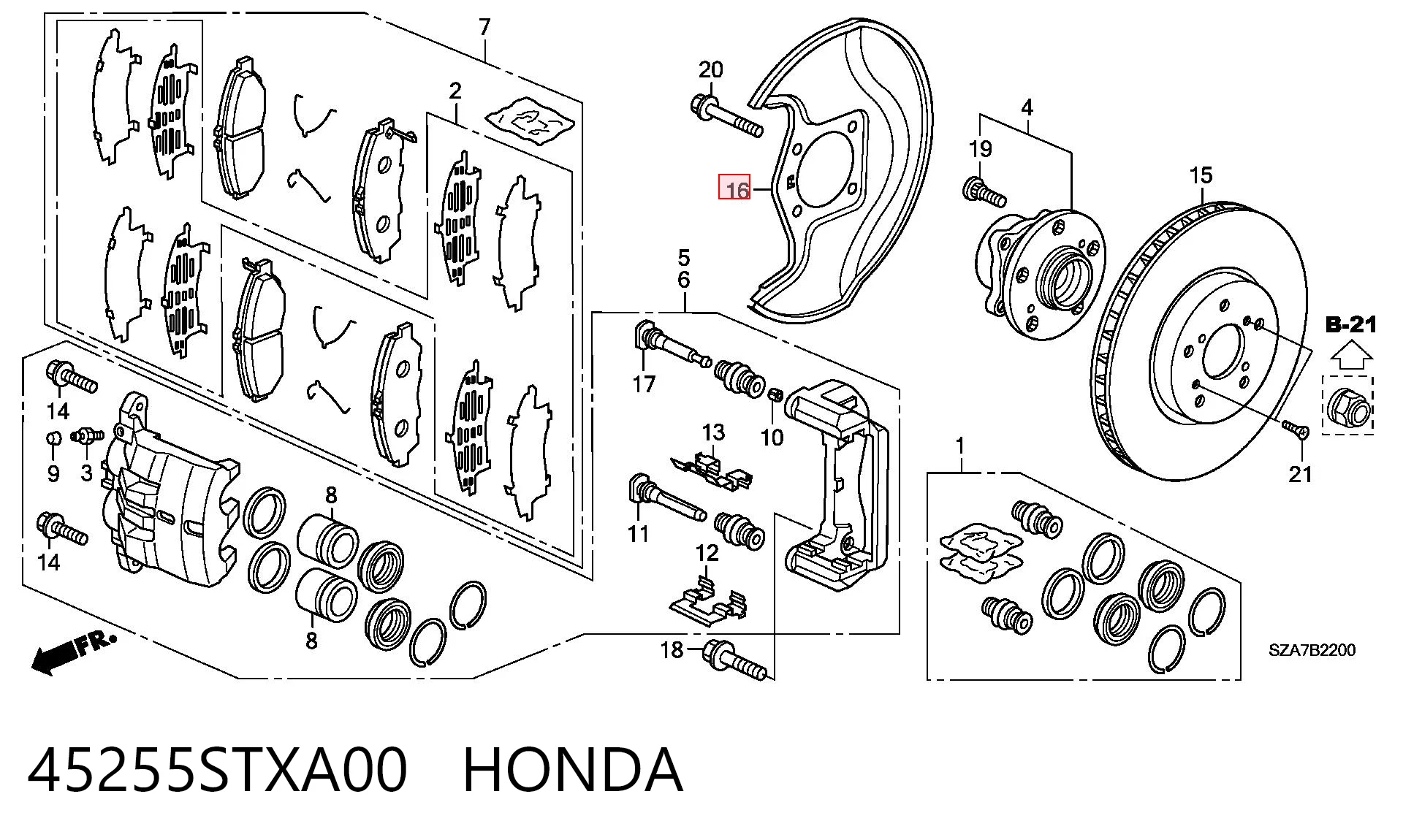 45255STXA00 Honda Proteção do freio de disco dianteiro