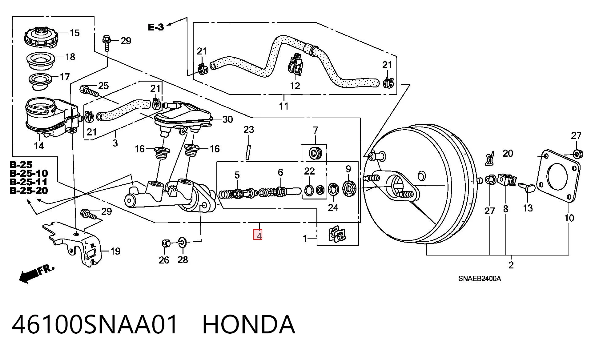 Cilindro mestre do freio para Honda Civic VIII FK, FN
