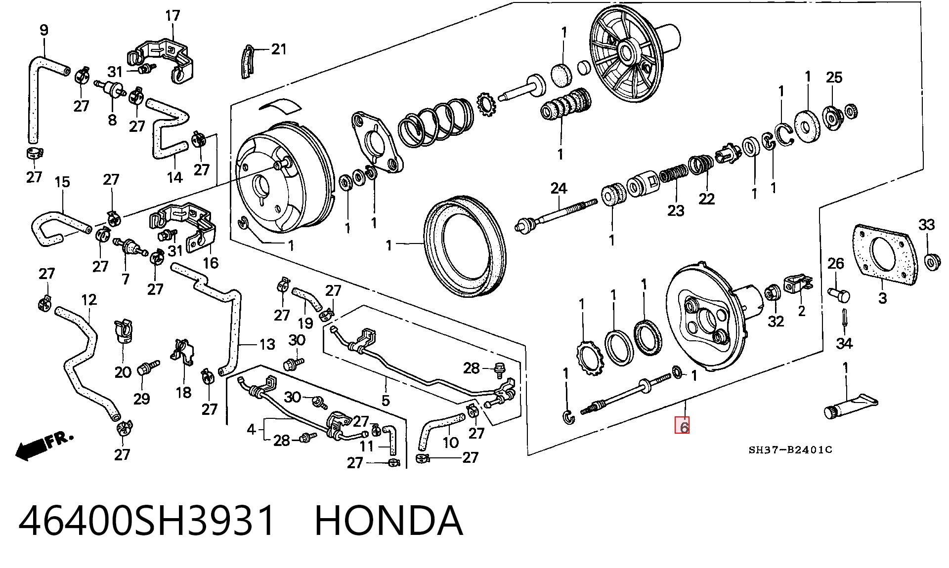 Reforçador dos freios a vácuo para Honda Civic IV ED, EF