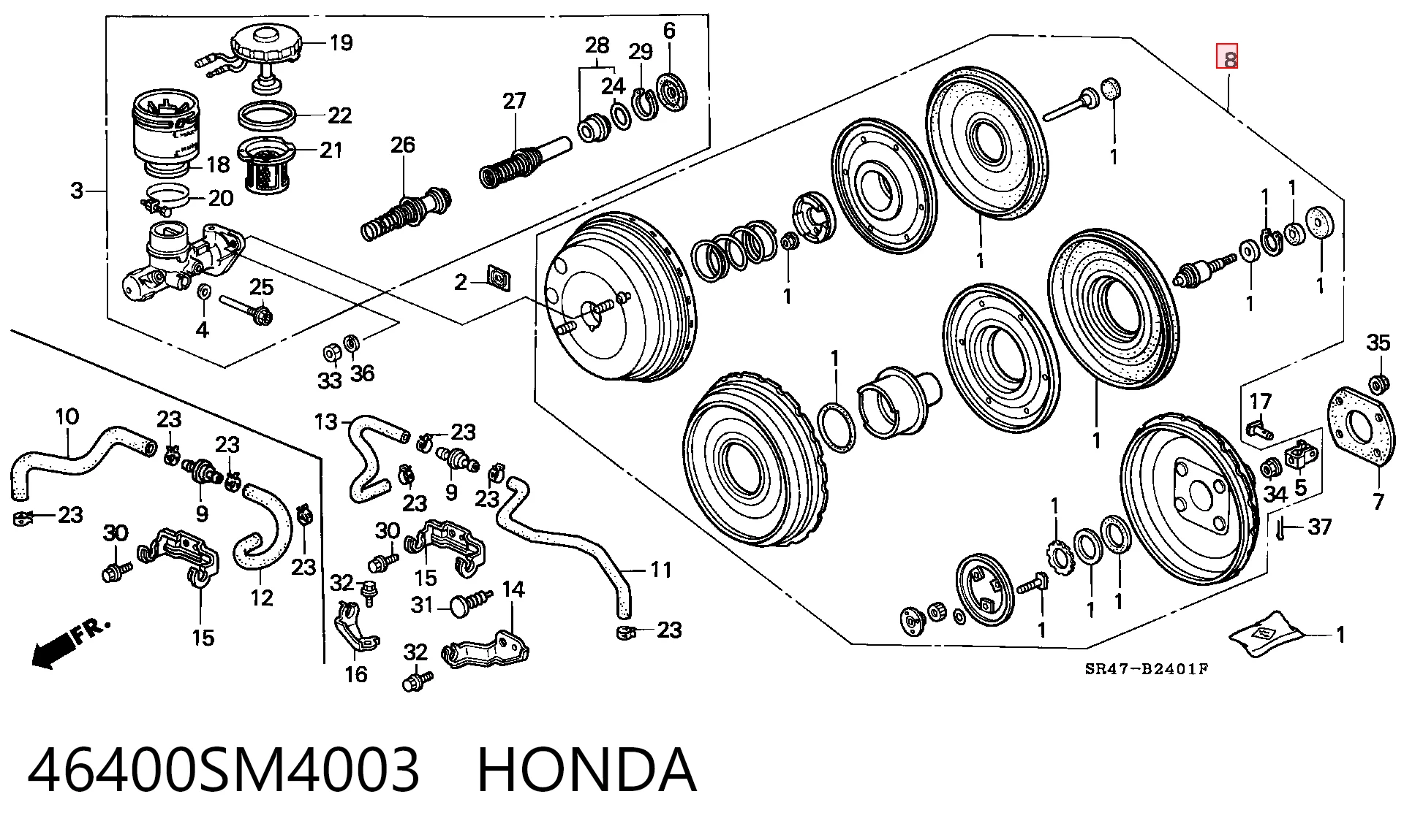 Reforçador dos freios a vácuo para Honda Accord IV CB3, CB7