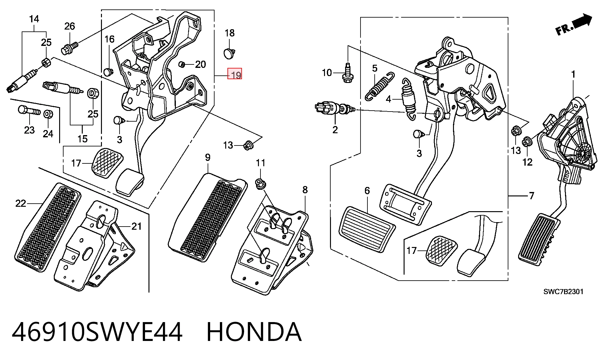 Pedal de embraiagem Honda CR-V  RE ao melhor preço