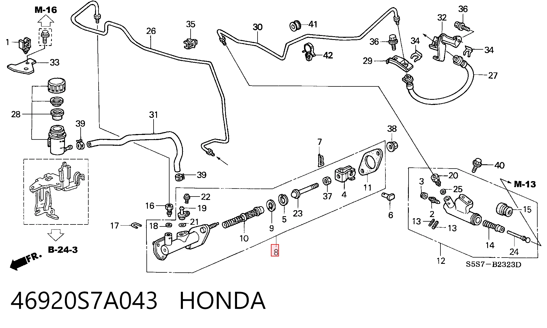 46920S7A043 Honda Cilindro mestre de embraiagem