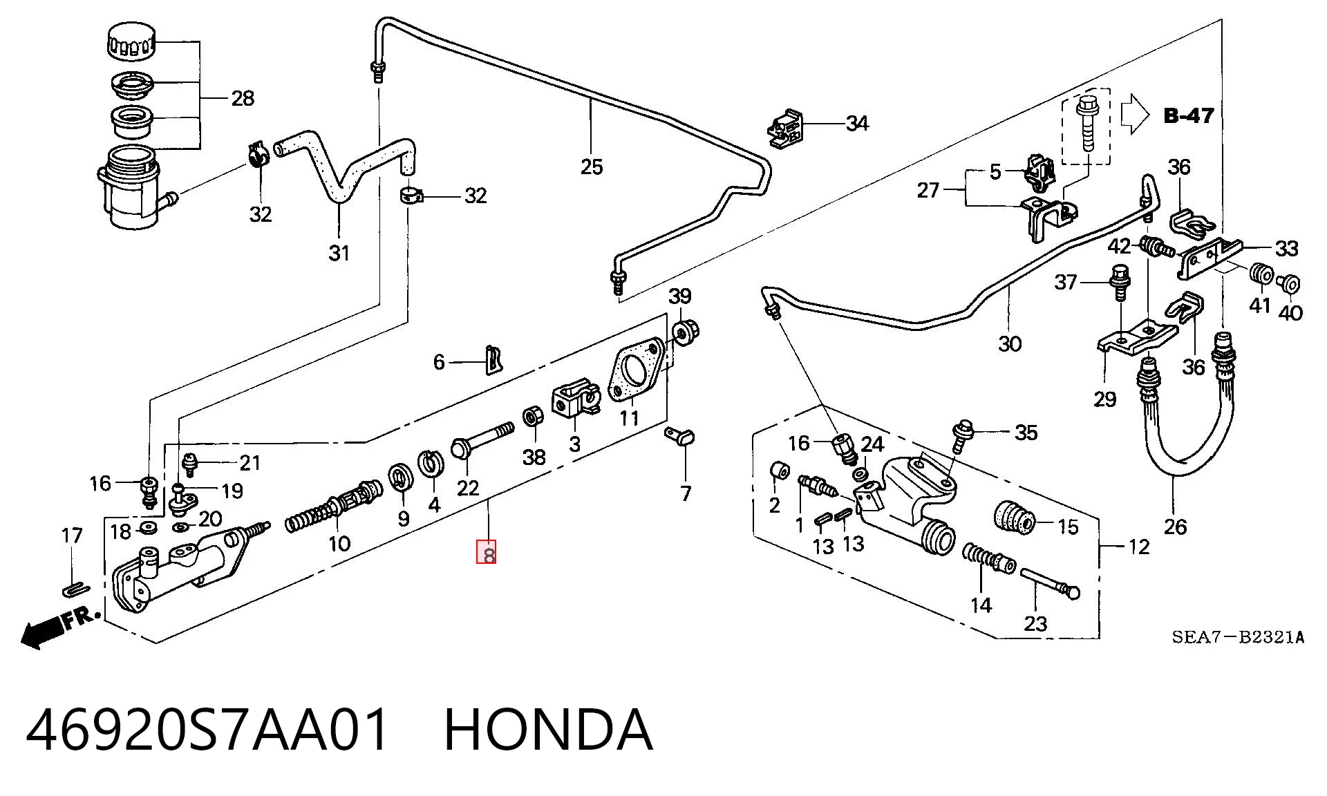 46920S7AA01 Honda Cilindro mestre de embraiagem