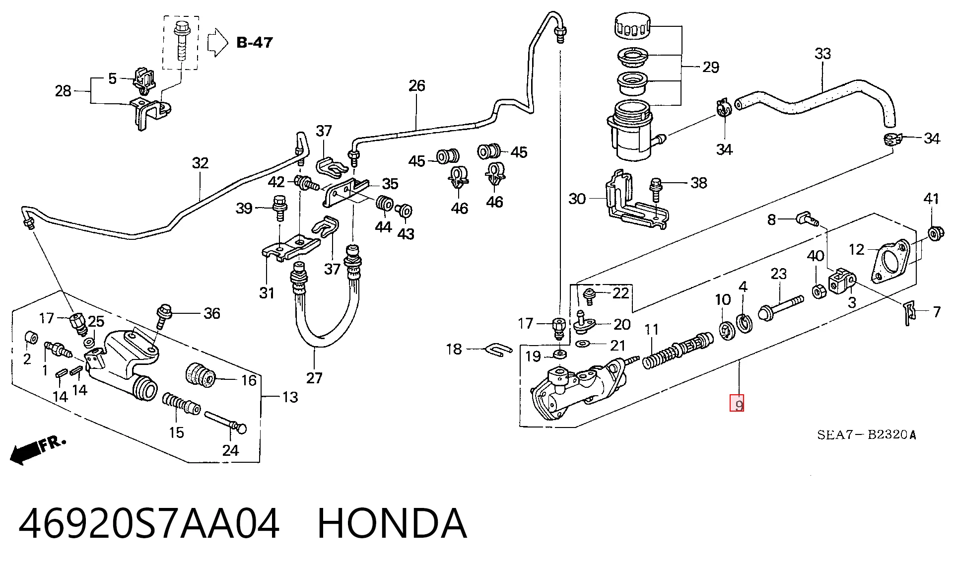 46920S7AA04 Honda Cilindro mestre de embraiagem