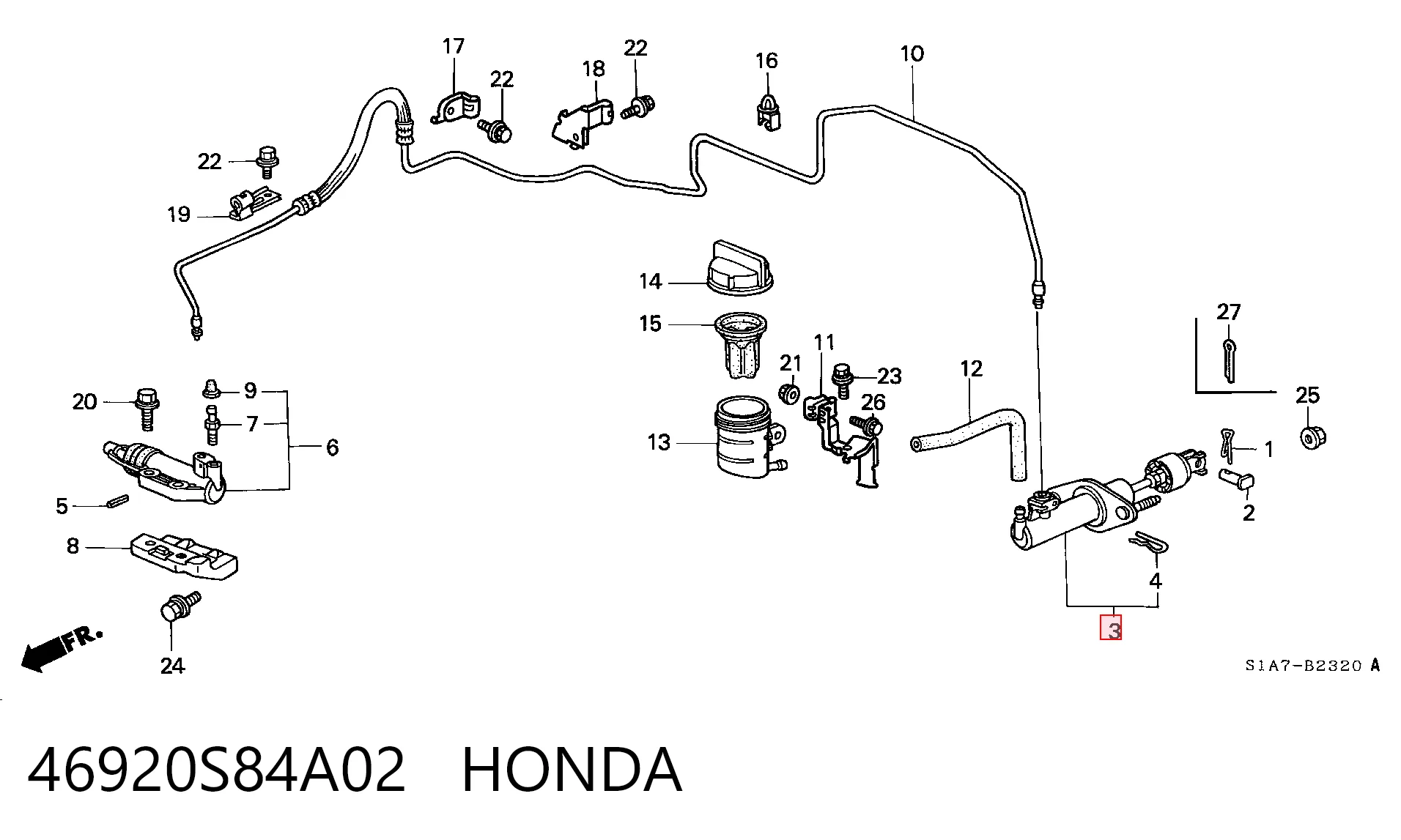 46920S84A02 Honda Cilindro mestre de embraiagem