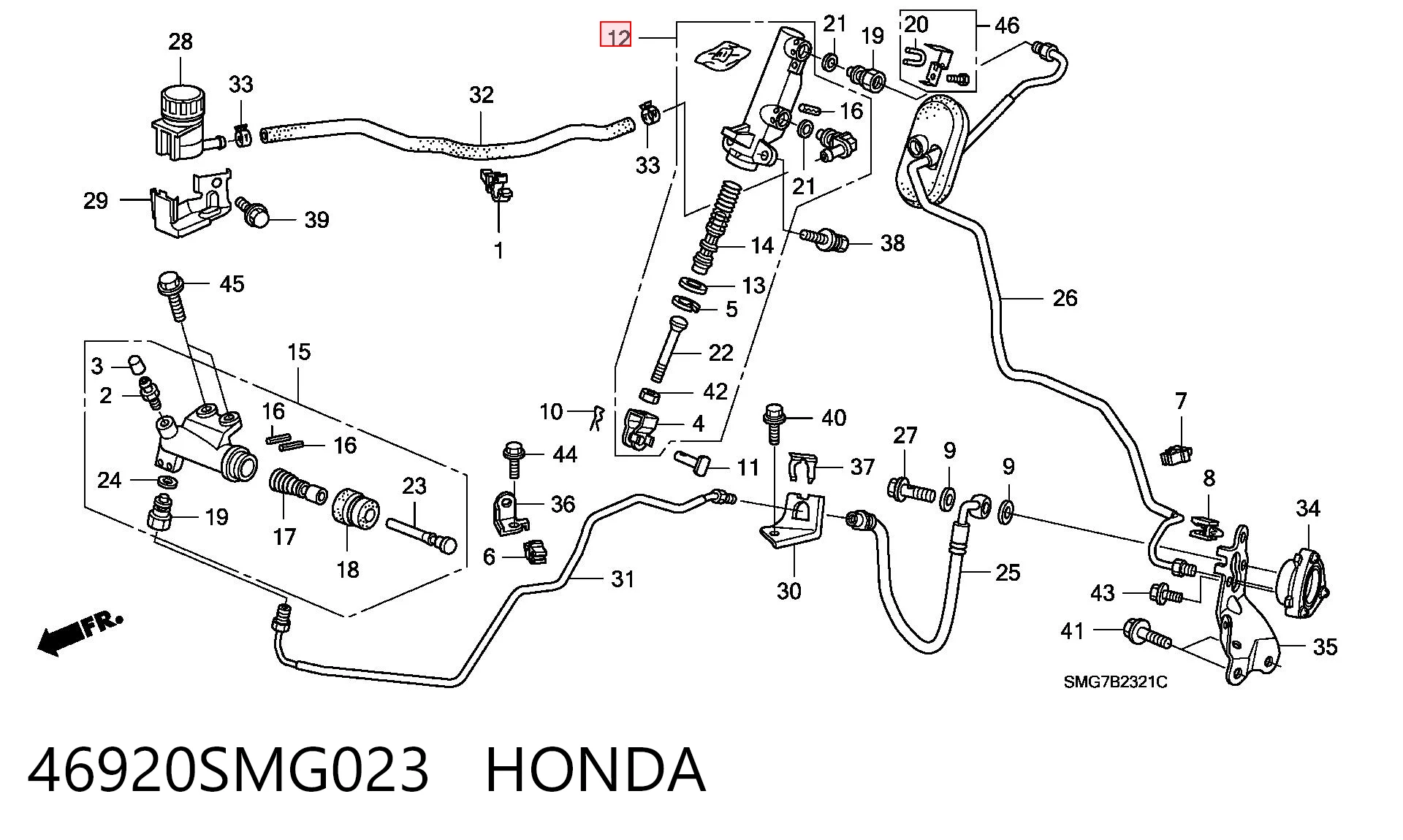 46920SMG023 Honda Cilindro mestre de embraiagem