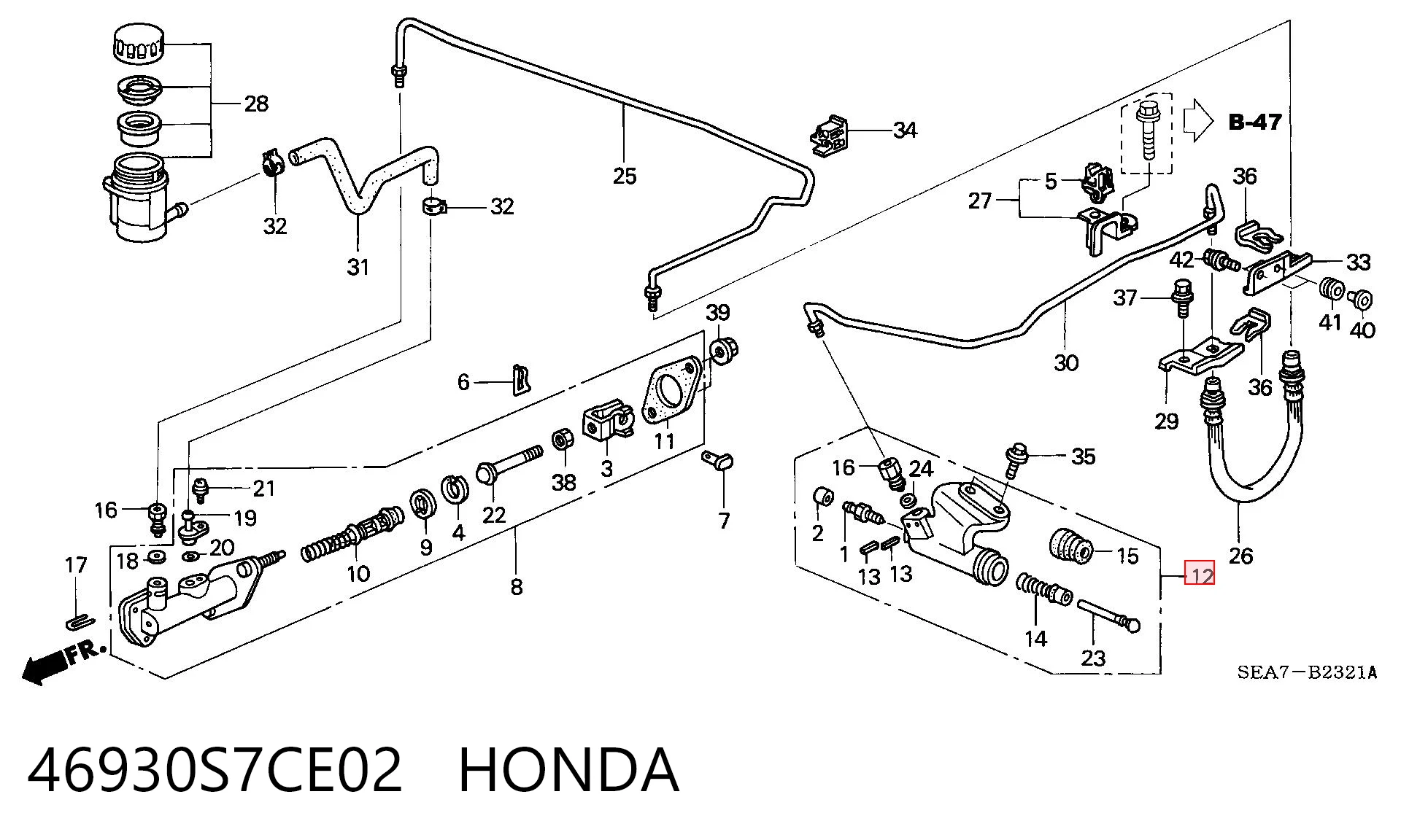 46930S7CE02 Honda Cilindro de trabalho de embraiagem