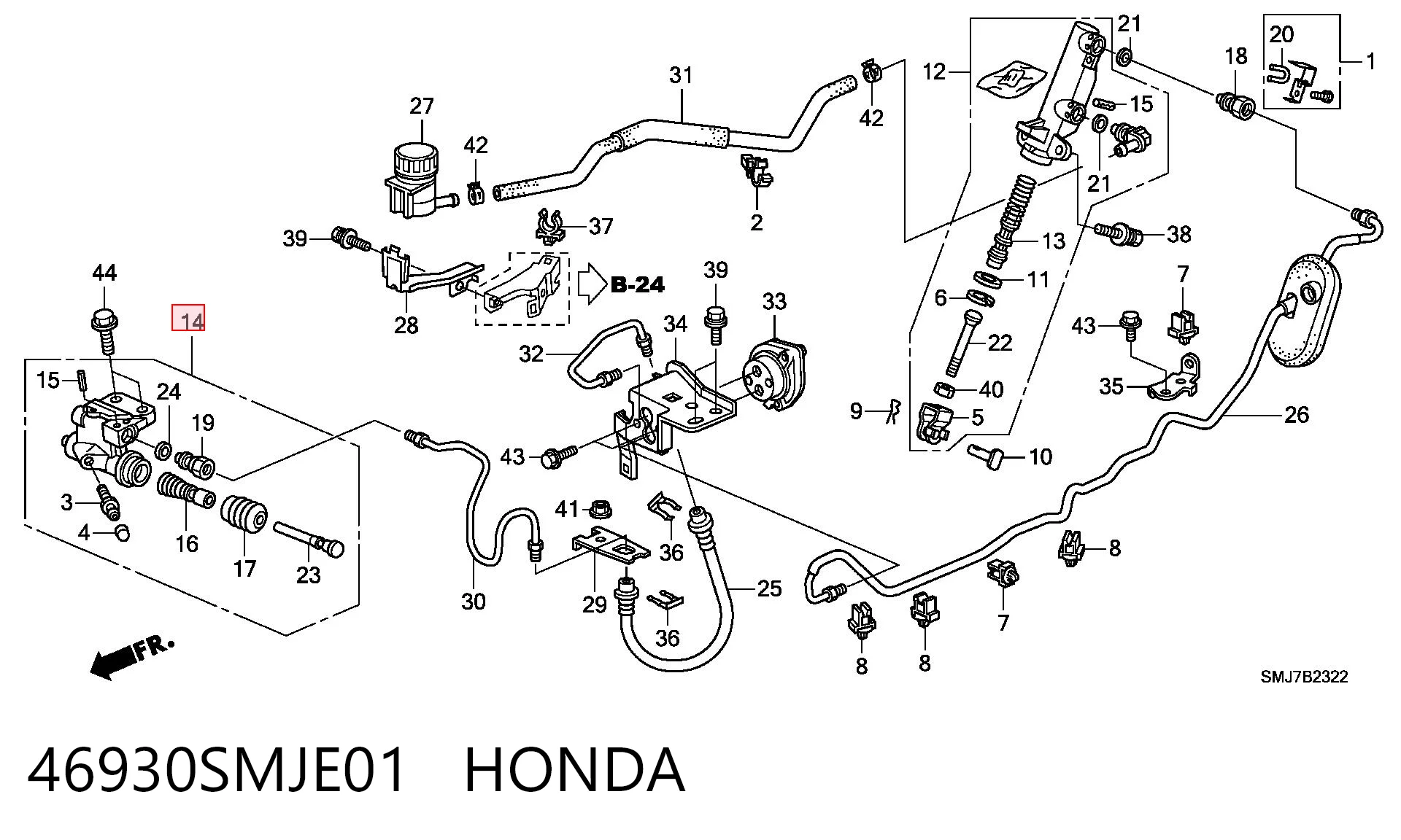 46930SMJE01 Honda Cilindro de trabalho de embraiagem