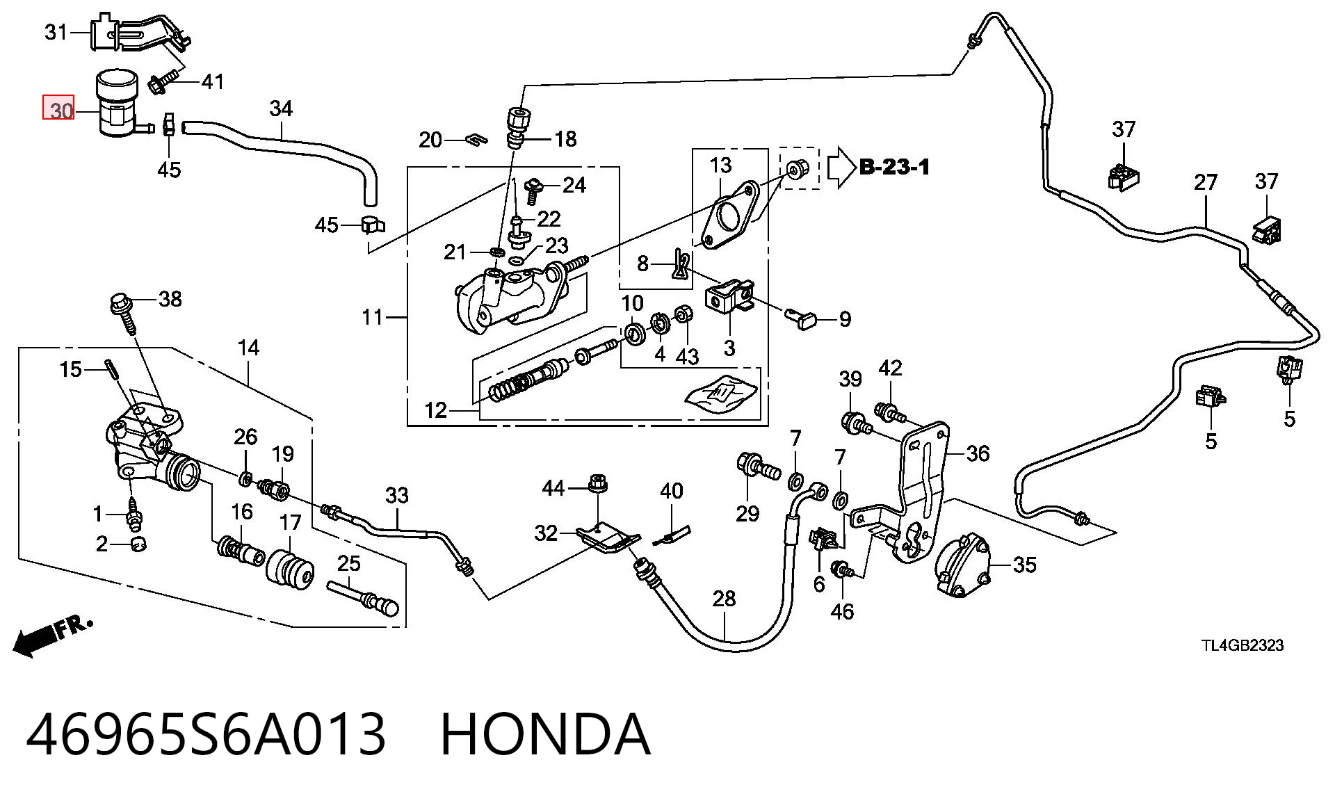 46965S6A013 Honda Tanque de cilindro principal de embraiagem
