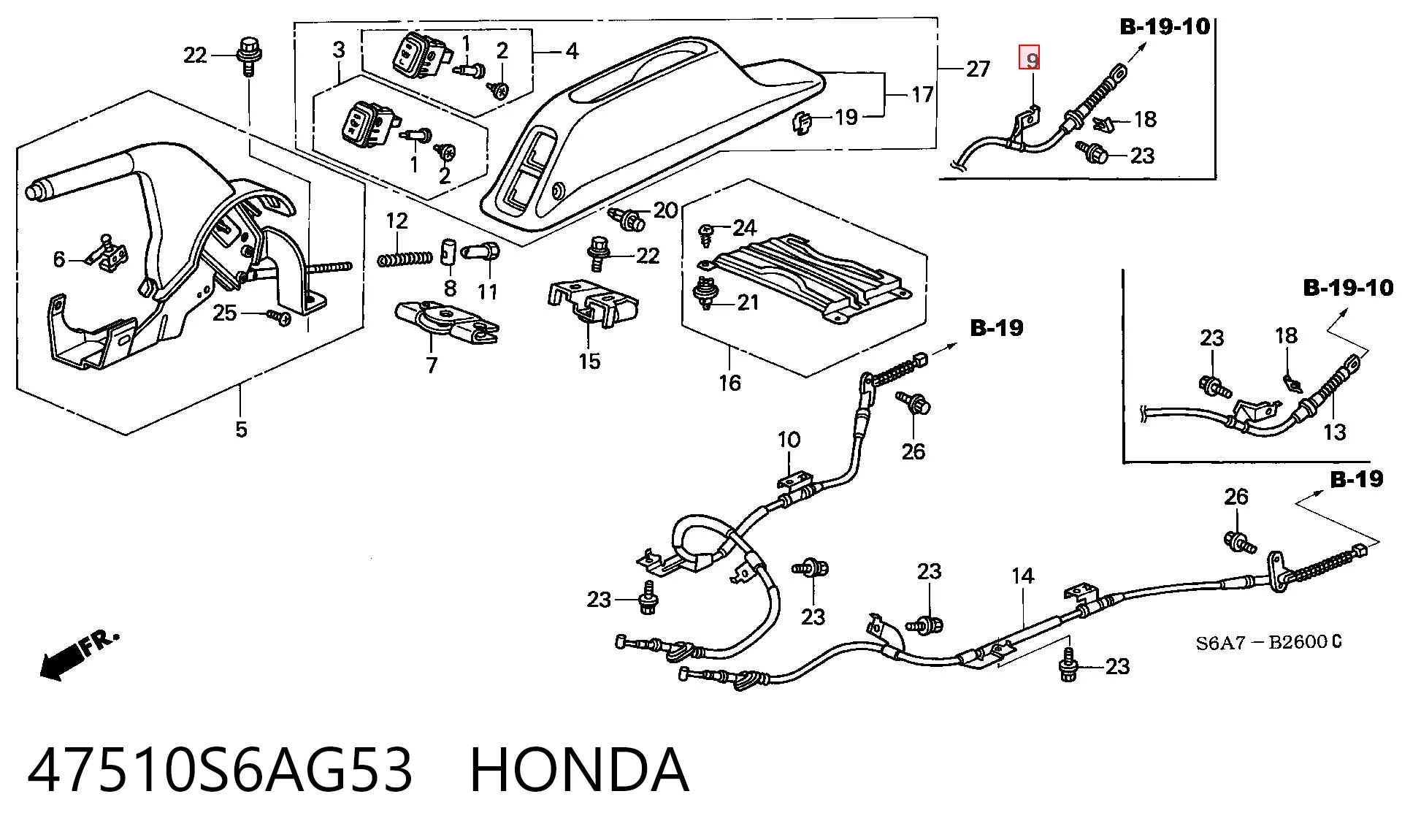 Cabo do freio de estacionamento traseiro direito Honda Civic VII EU, EP, EV ao melhor preço