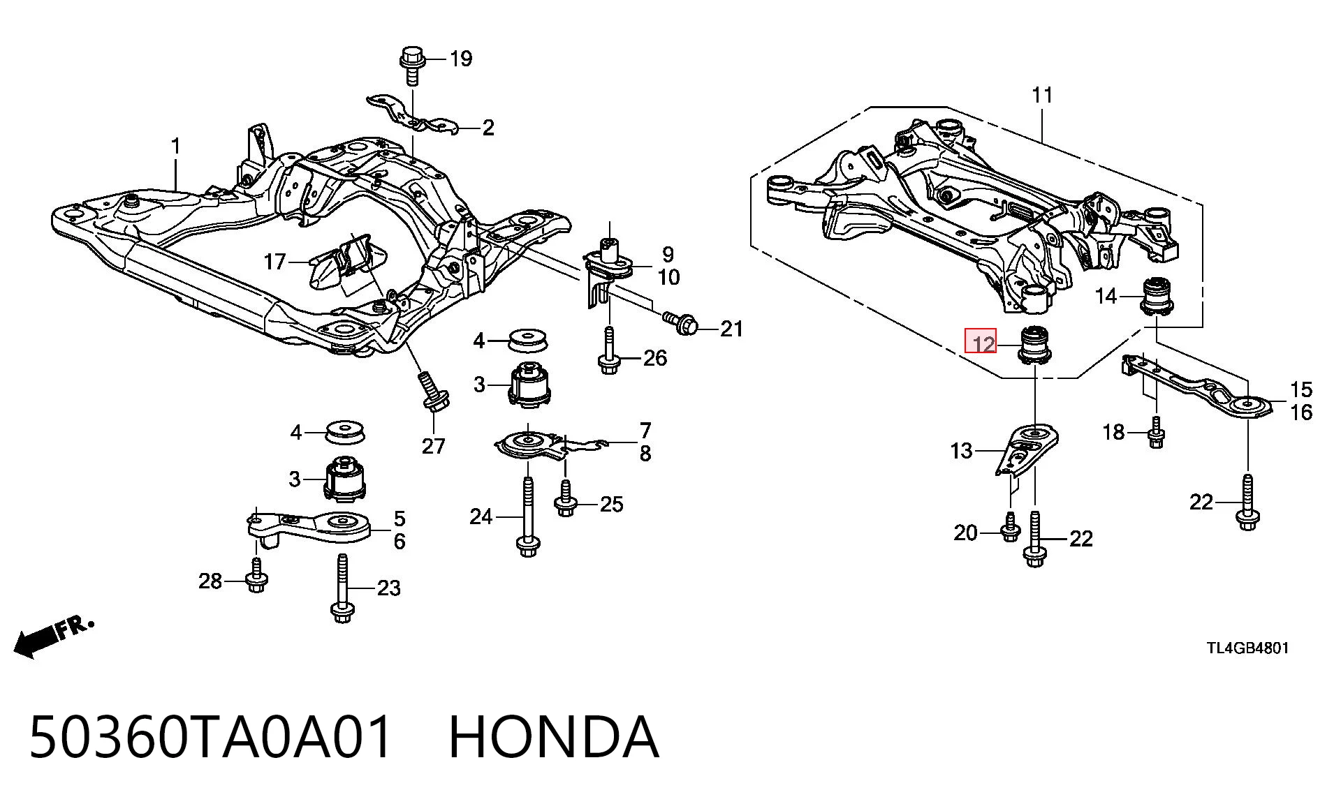 Bloco silencioso de viga traseira (de plataforma veicular) Honda Accord VIII CW