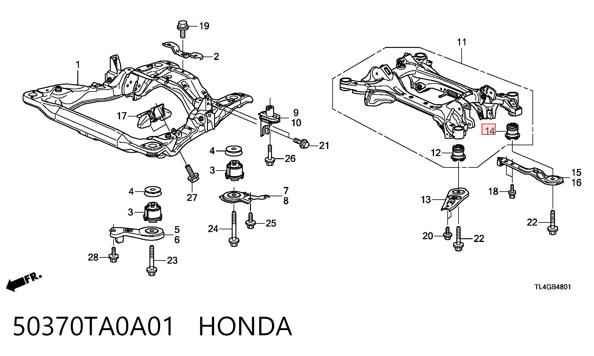  Bloco silencioso de viga traseira (de plataforma veicular) Honda Accord VIII carrinha (CW) (2008 - 2012) VIII