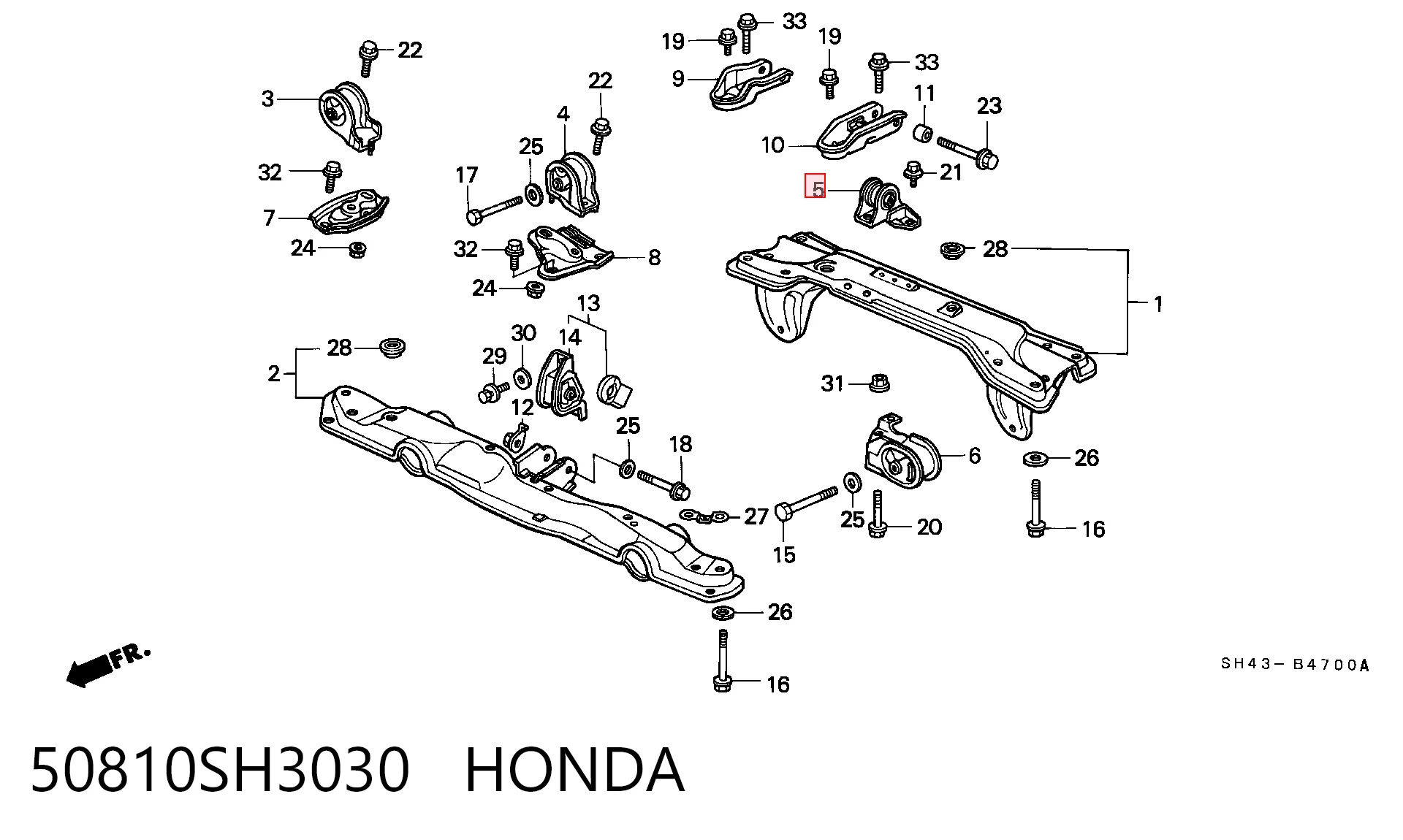 Coxim (suporte) traseiro de motor Honda Civic IV ED, EF ao melhor preço