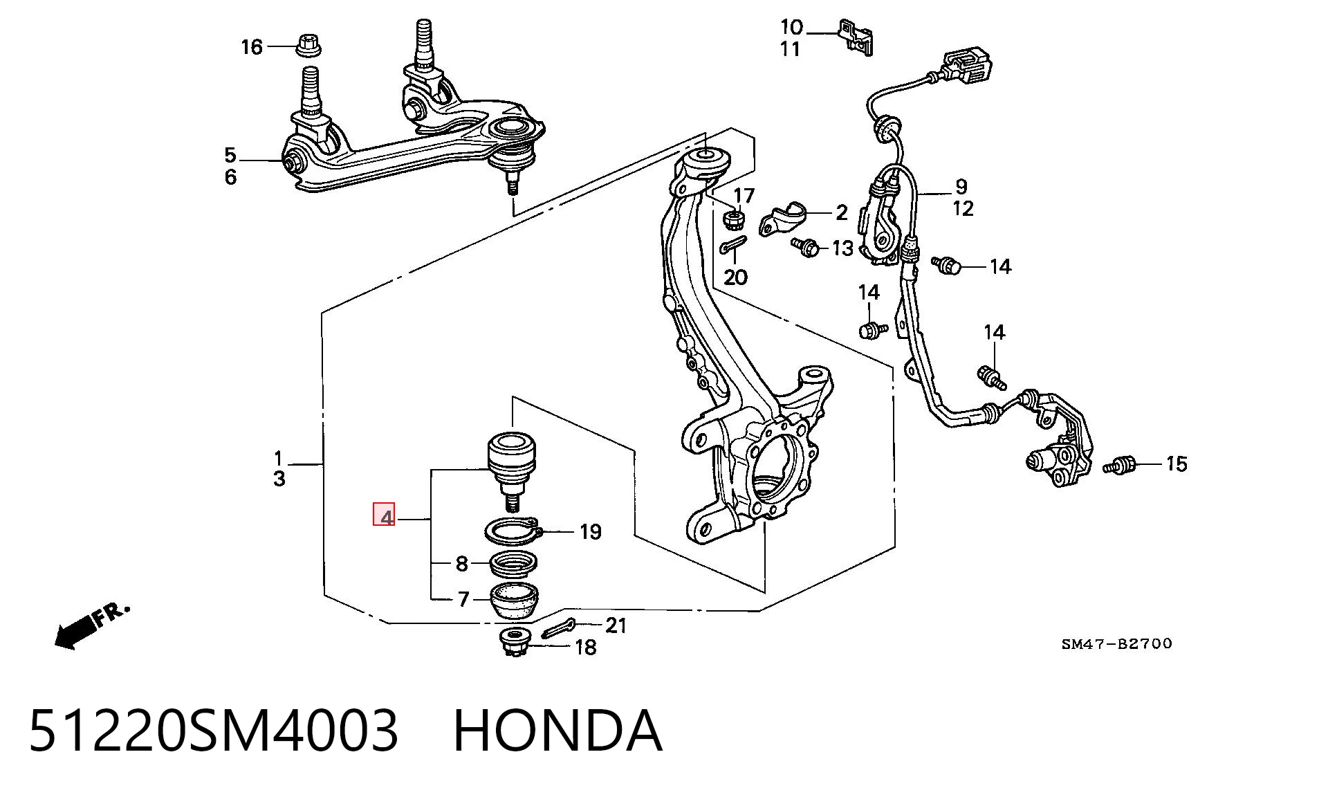Suporte de esfera inferior Honda Accord VI CG ao melhor preço