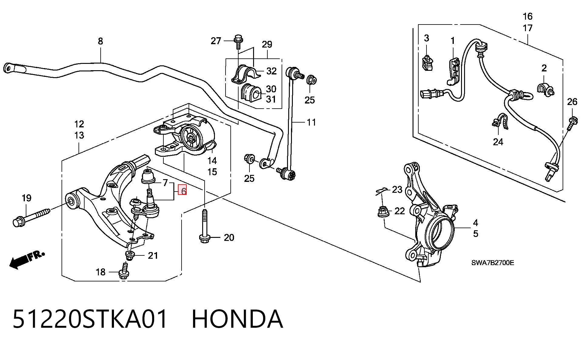 51220STKA01 Honda Suporte de esfera inferior