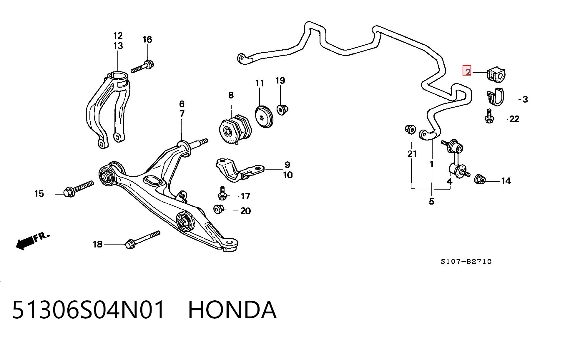 51306S04N01 Honda Bucha de estabilizador dianteiro