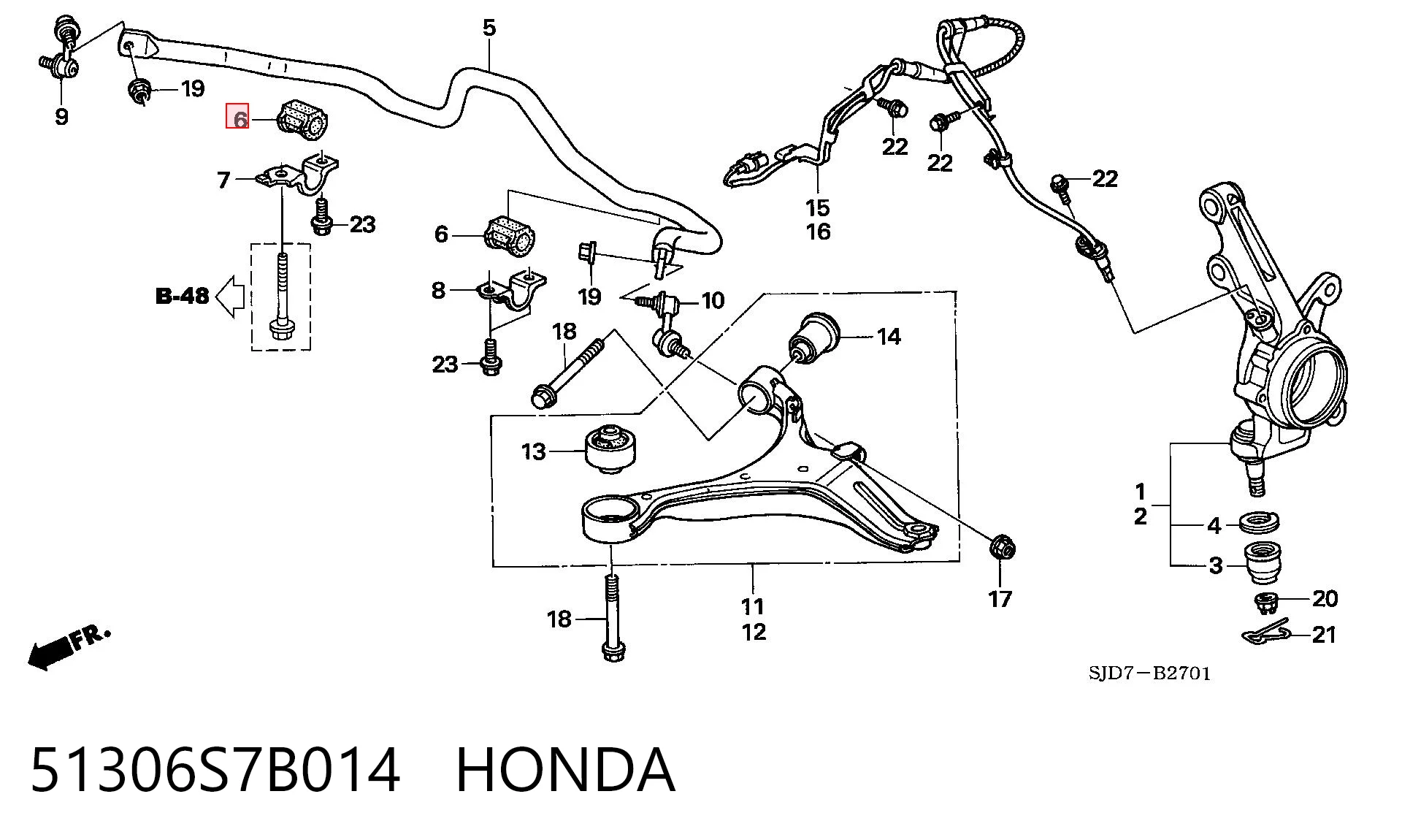 51306S7B014 Honda Bucha de estabilizador dianteiro