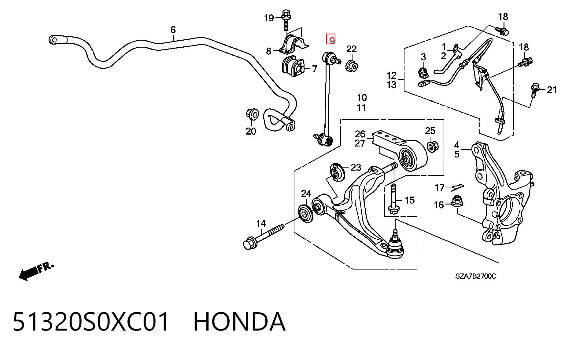 51320S0XC01 Honda Montante de estabilizador dianteiro