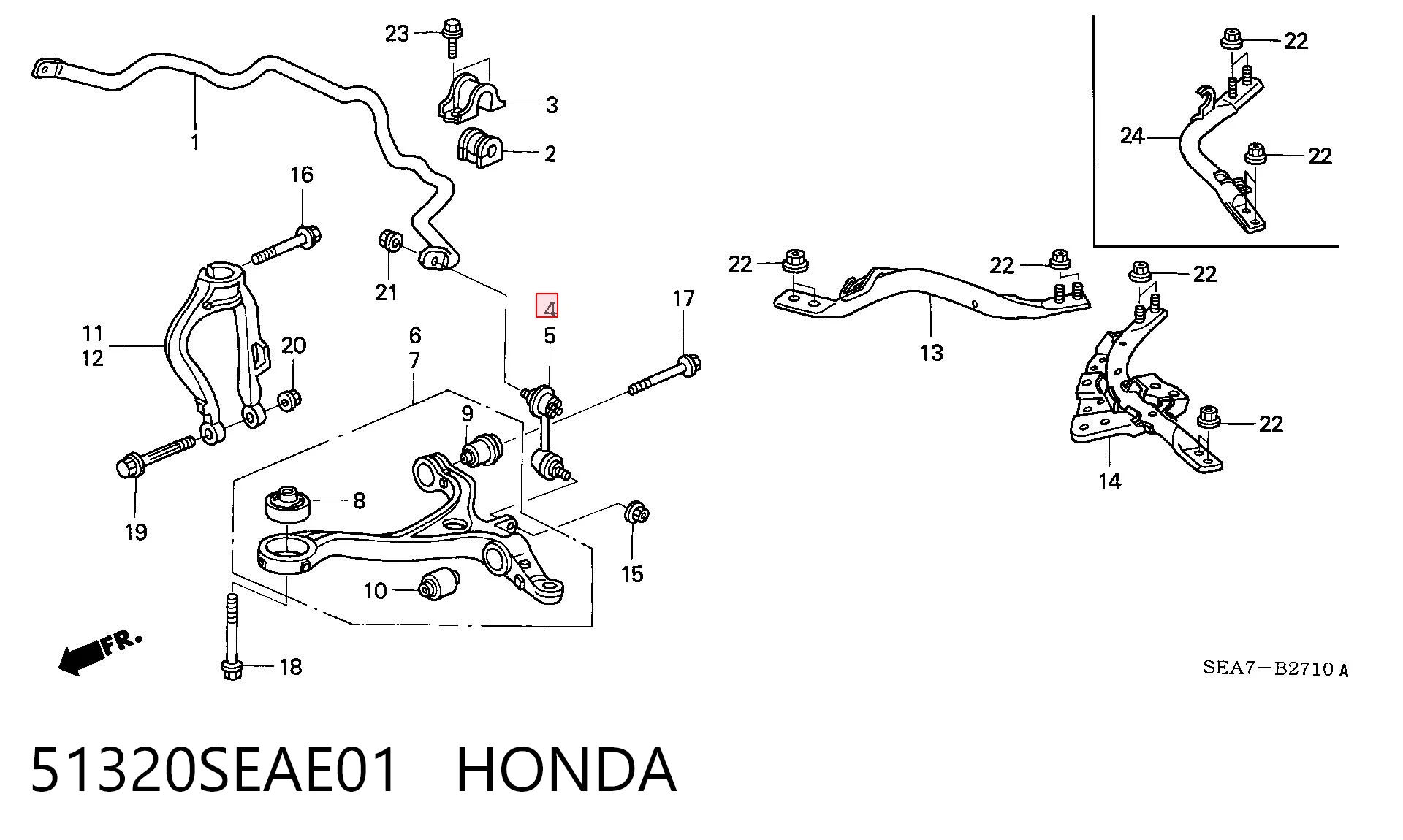 51320SEAE01 Honda Montante direito de estabilizador dianteiro