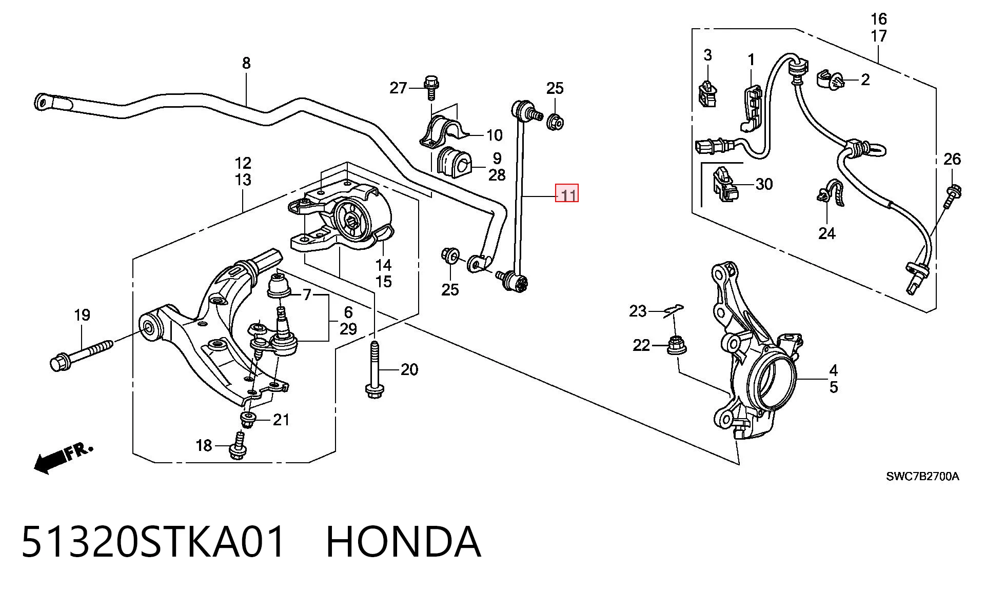 51320STKA01 Honda Montante de estabilizador dianteiro