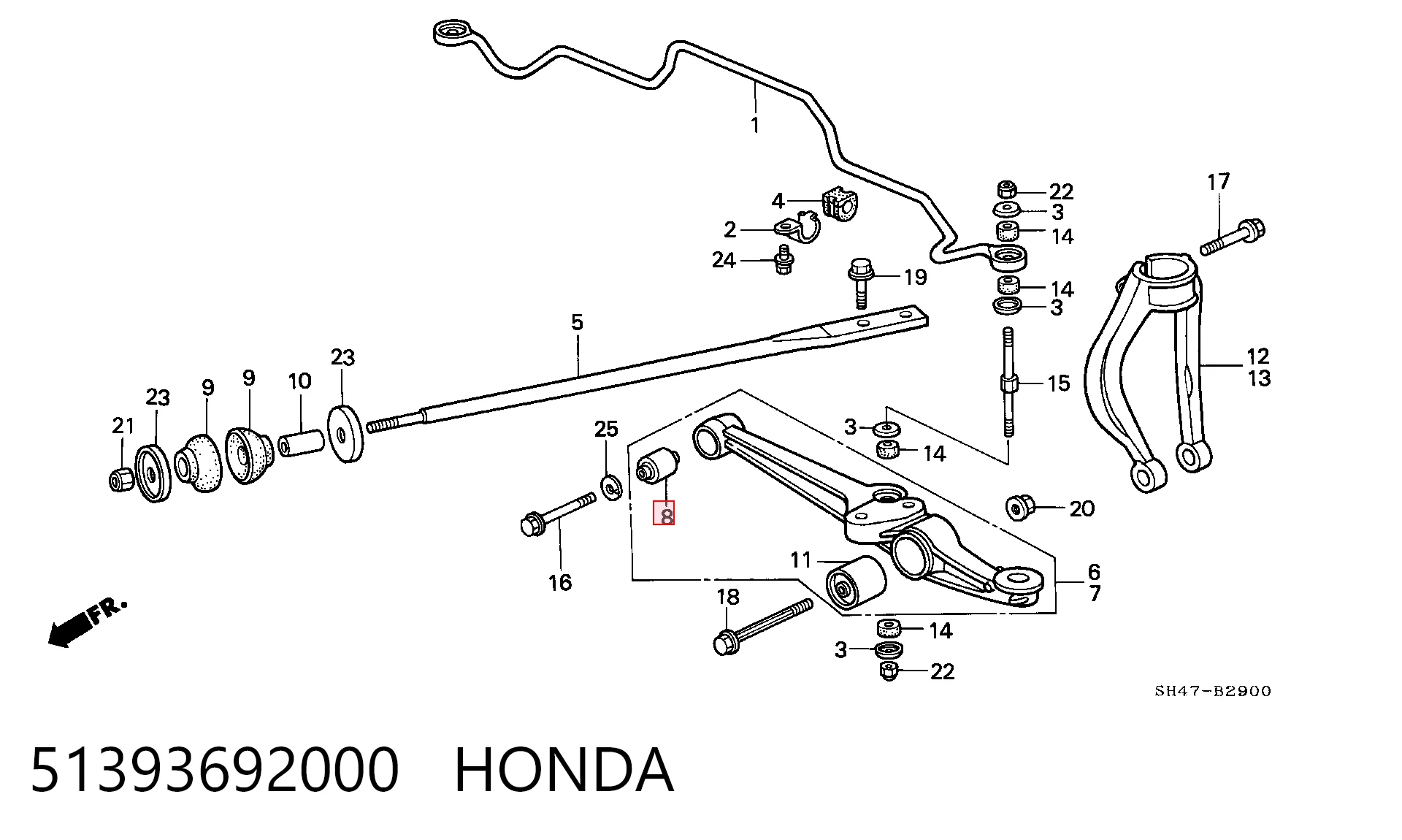  Bloco silencioso dianteiro do braço oscilante inferior Honda Accord III carrinha (CA5) (1985 - 1989) III