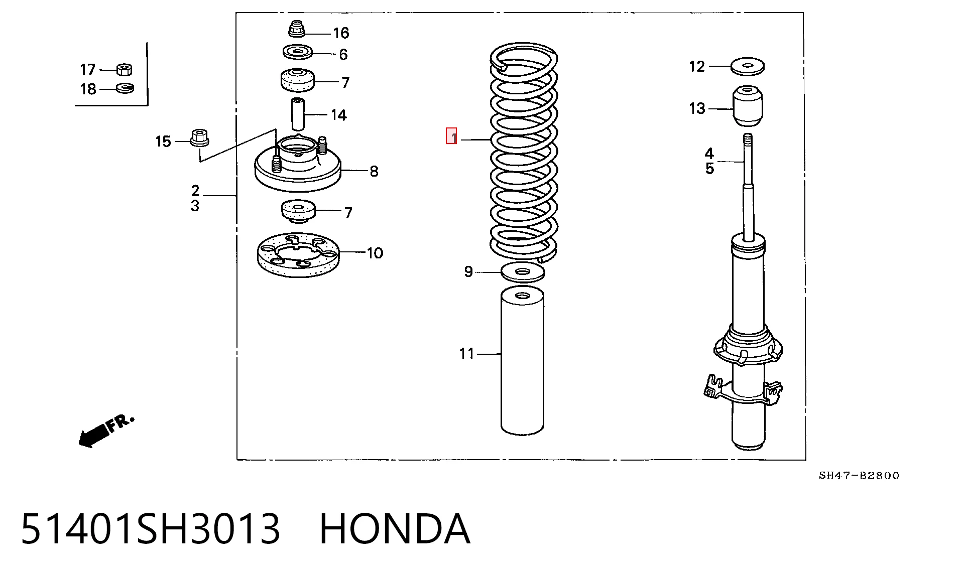 Mola dianteira para Honda Civic ED, EF