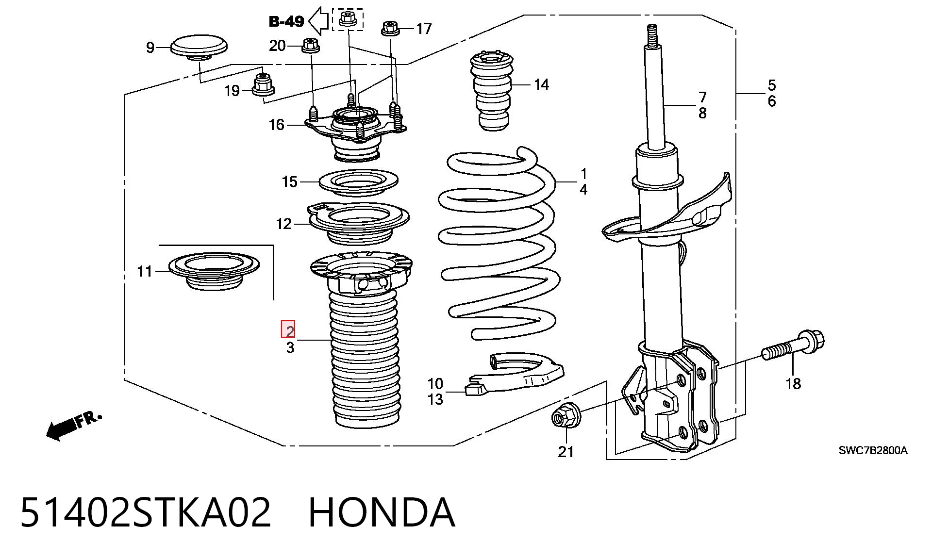 51402STKA02 Honda Bota de proteção de amortecedor dianteiro