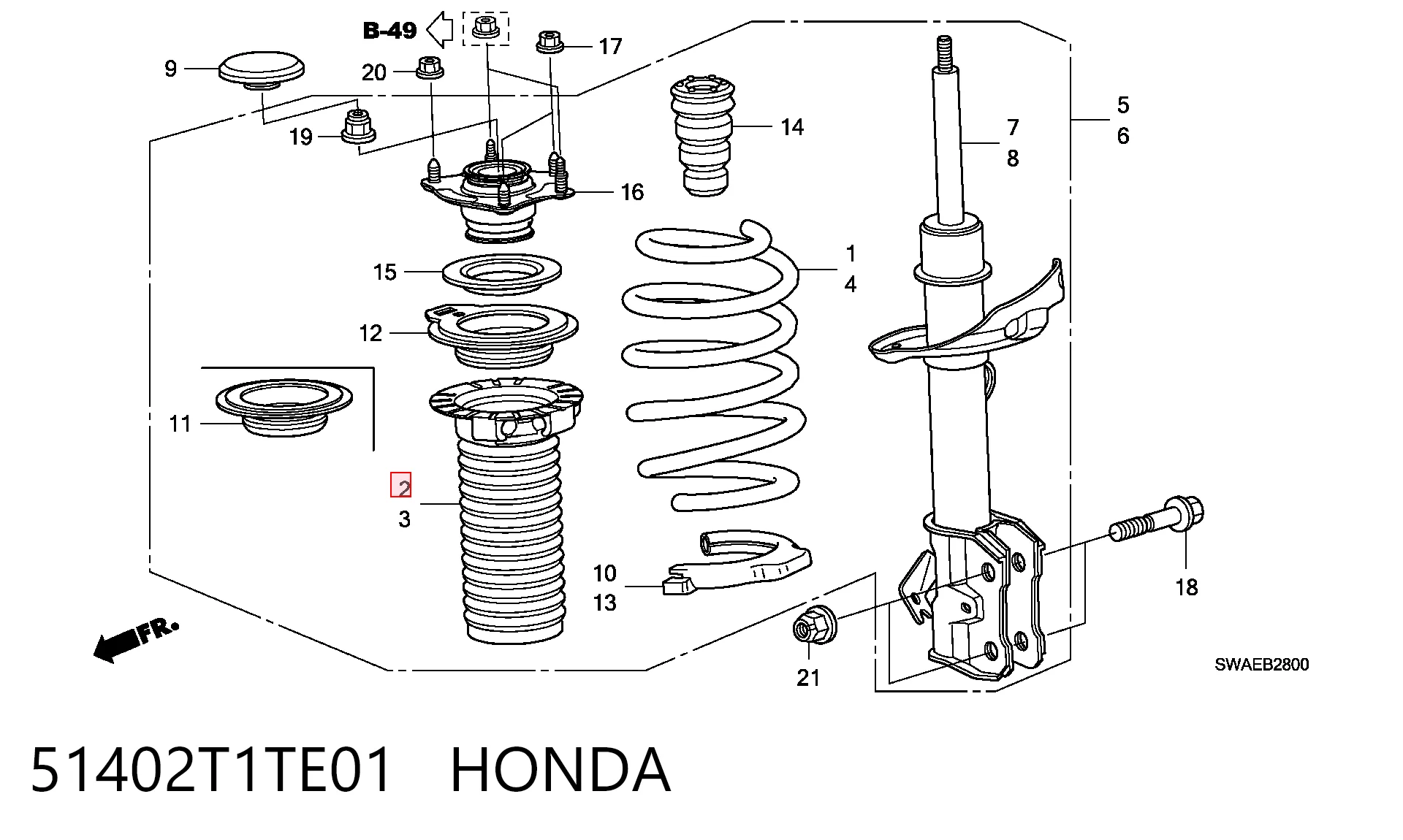 51402T1TE01 Honda Bota de proteção de amortecedor dianteiro