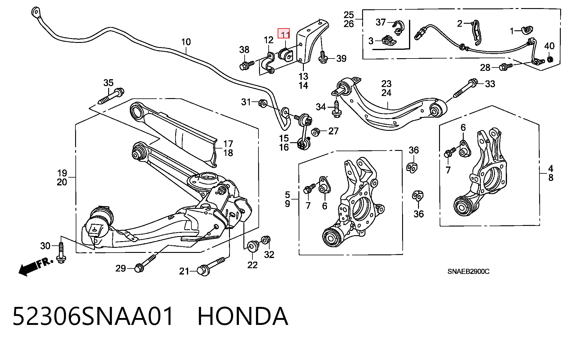 52306SNAA01 Honda Bucha de estabilizador traseiro
