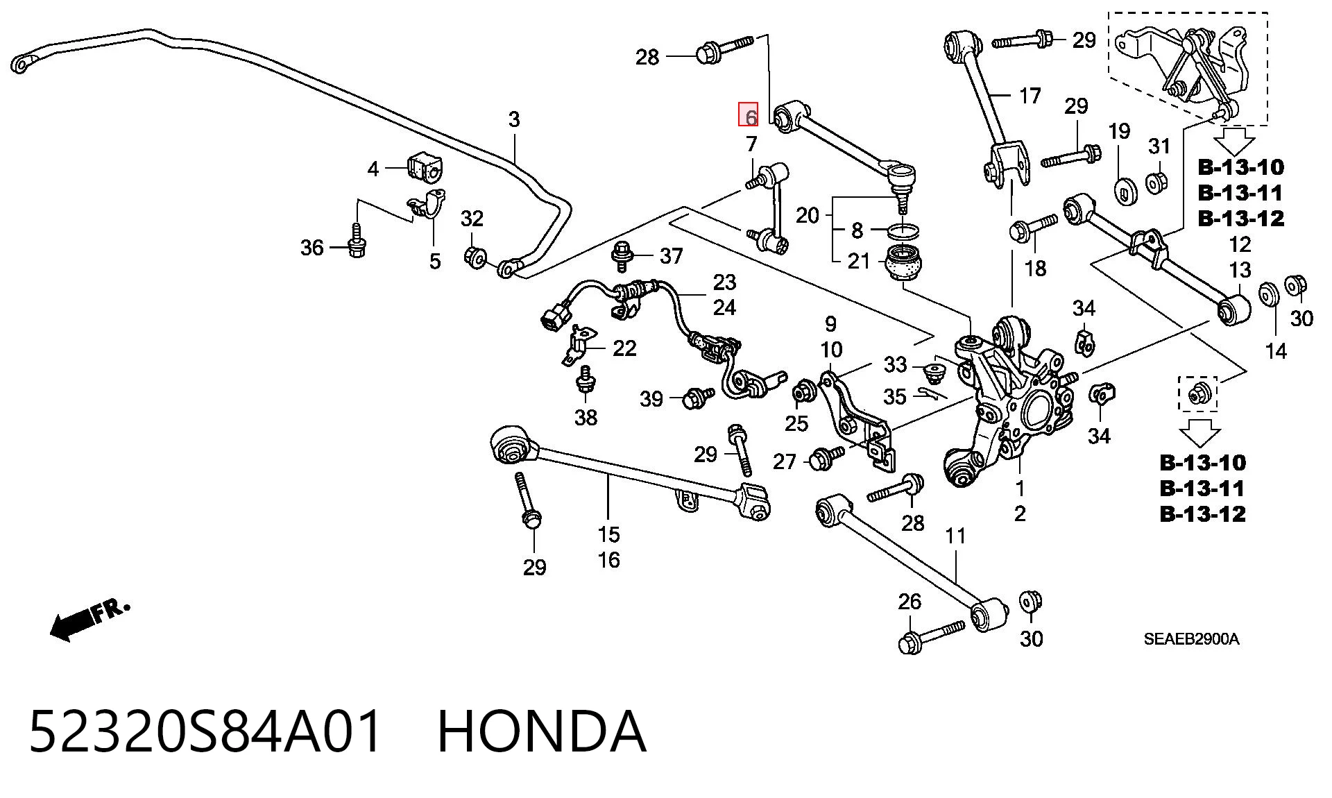 52320S84A01 Honda Montante direito de estabilizador traseiro