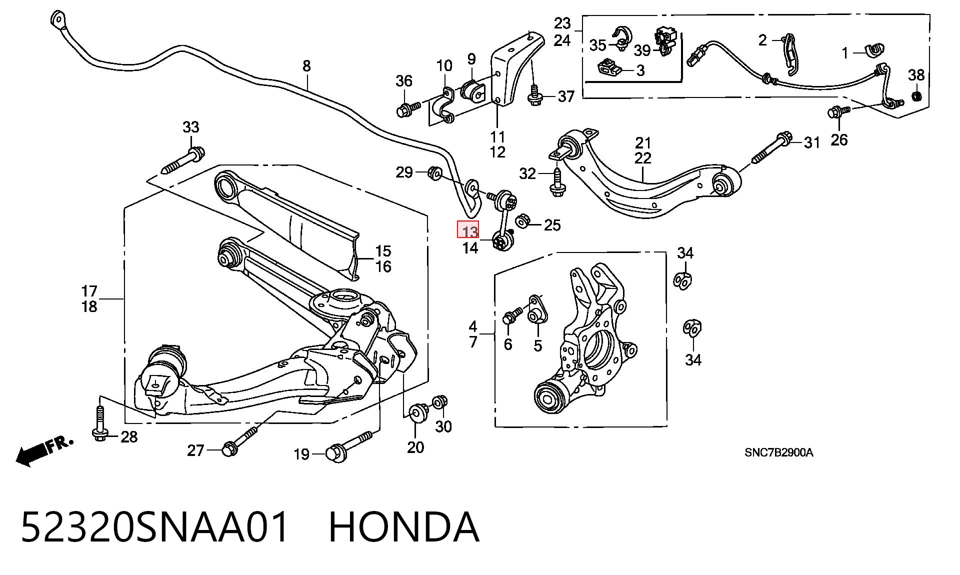 52320SNAA01 Honda Montante direito de estabilizador traseiro