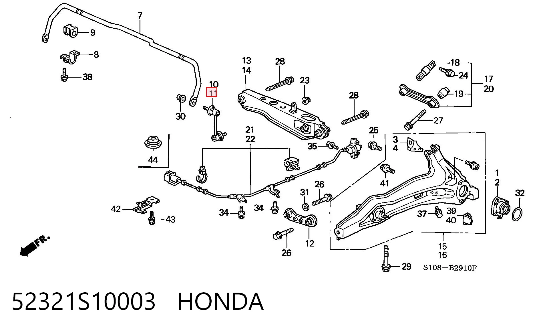 52321S10003 Honda Montante esquerdo de estabilizador traseiro