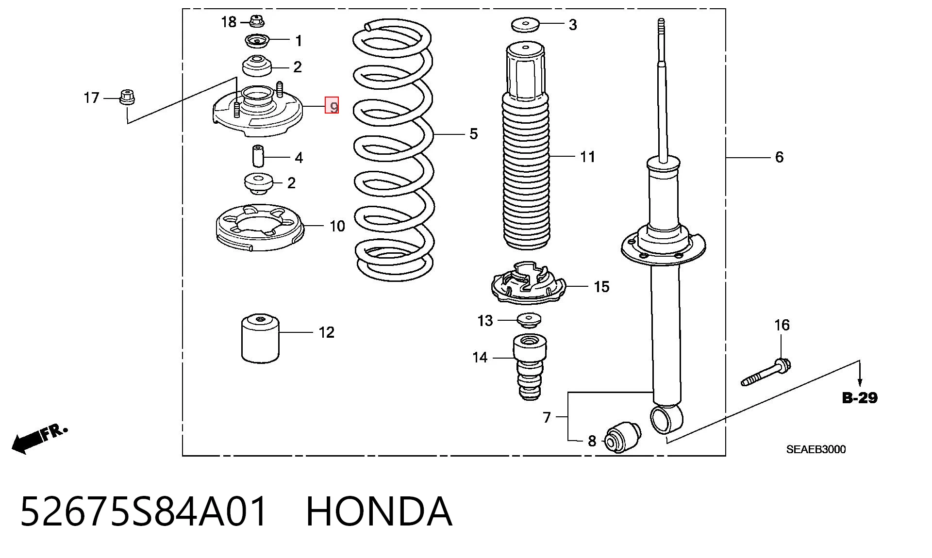 Suporte de amortecedor traseiro para Honda Accord VII CL, CM