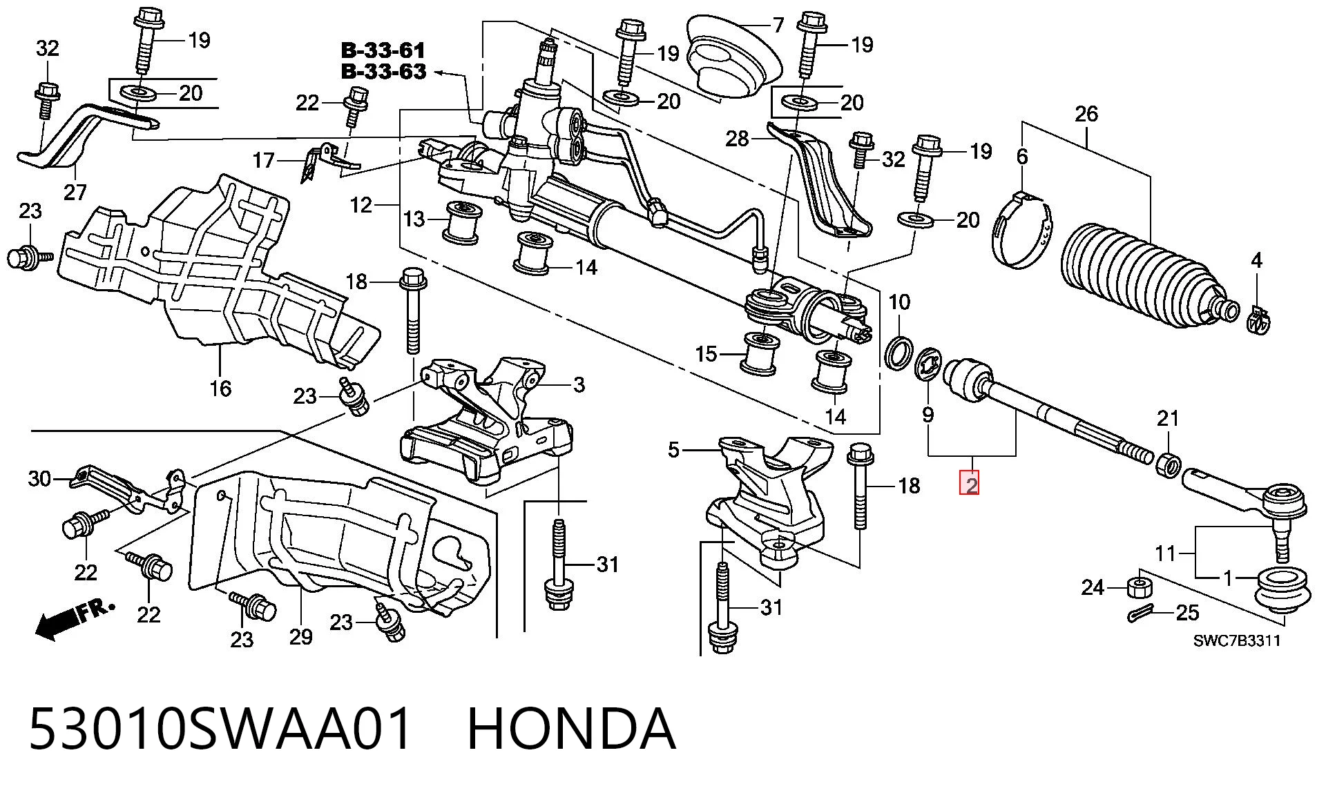 53010SWAA01 Honda Tração de direção