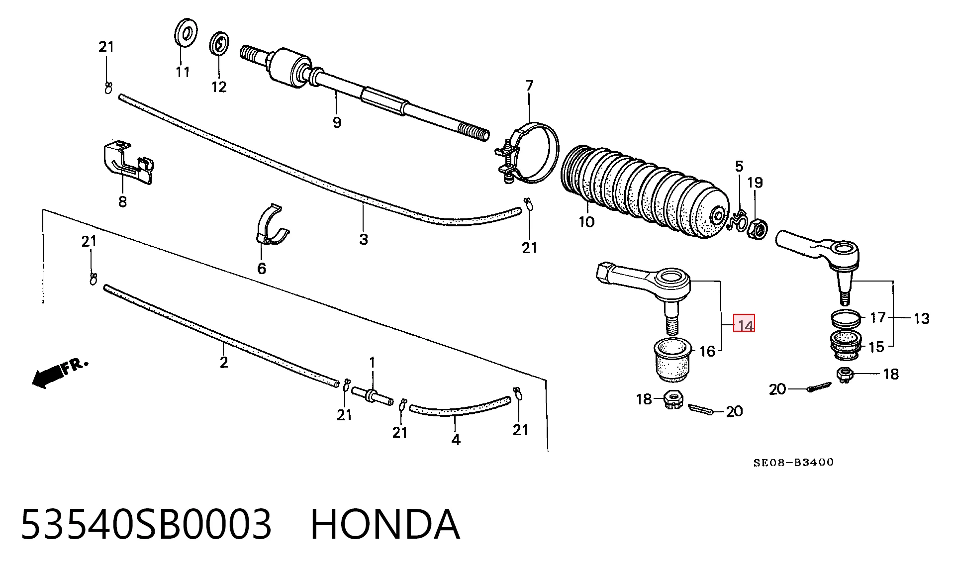 Ponta externa da barra de direção Honda Accord III CA4, CA5