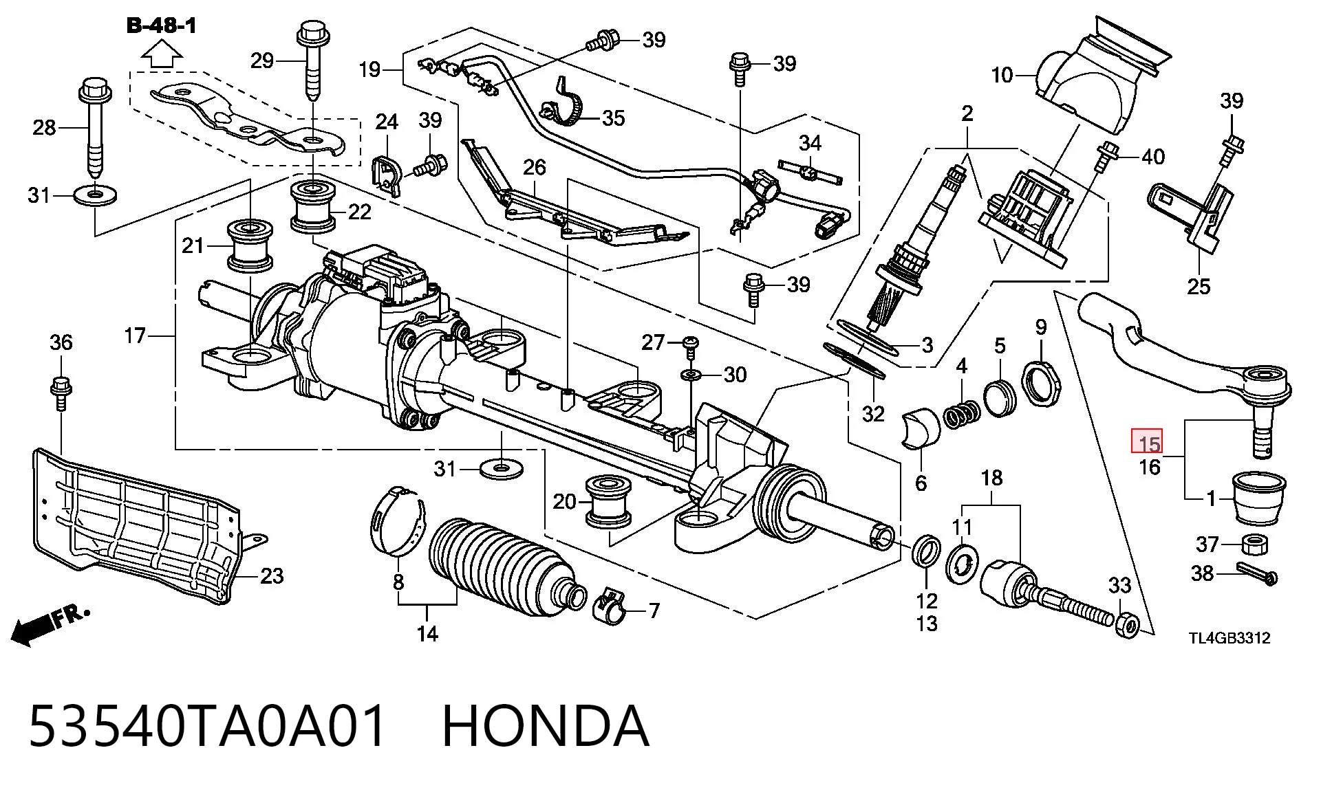 53540TA0A01 Honda Ponta externa da barra de direção