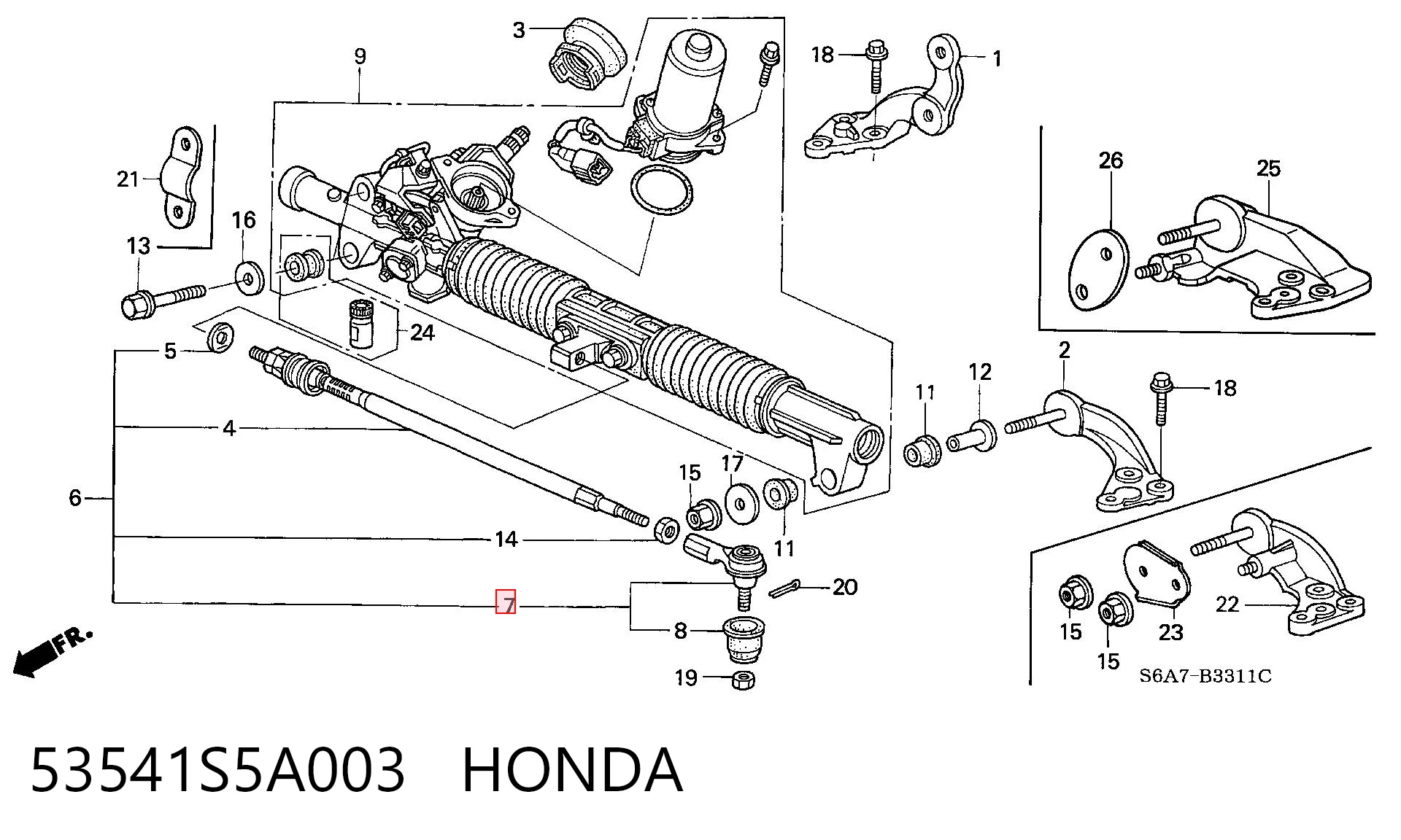 53541S5A003 Honda Ponta externa da barra de direção
