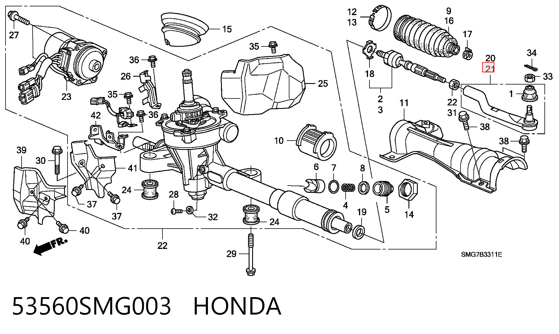 53560SMG003 Honda Ponta externa da barra de direção