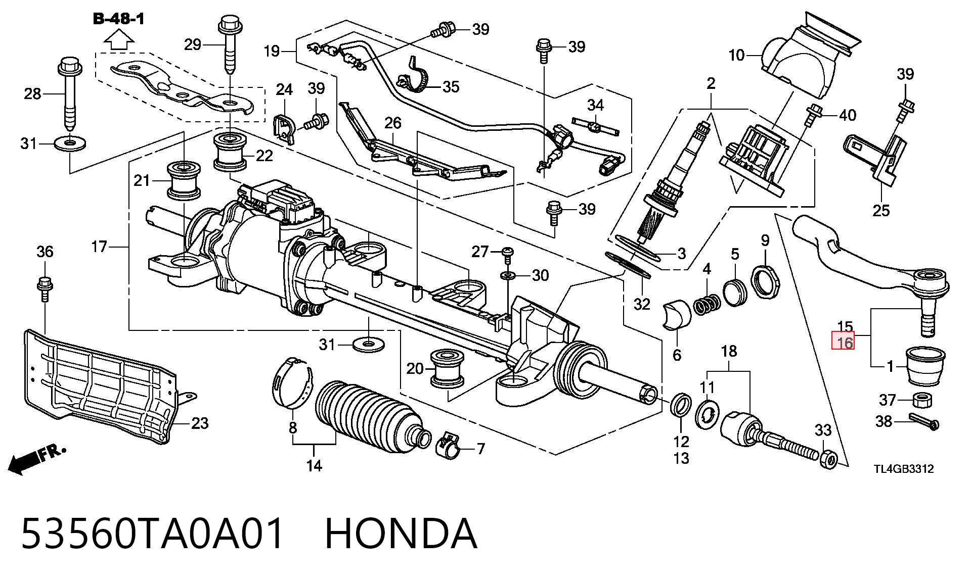 53560TA0A01 Honda Ponta externa da barra de direção