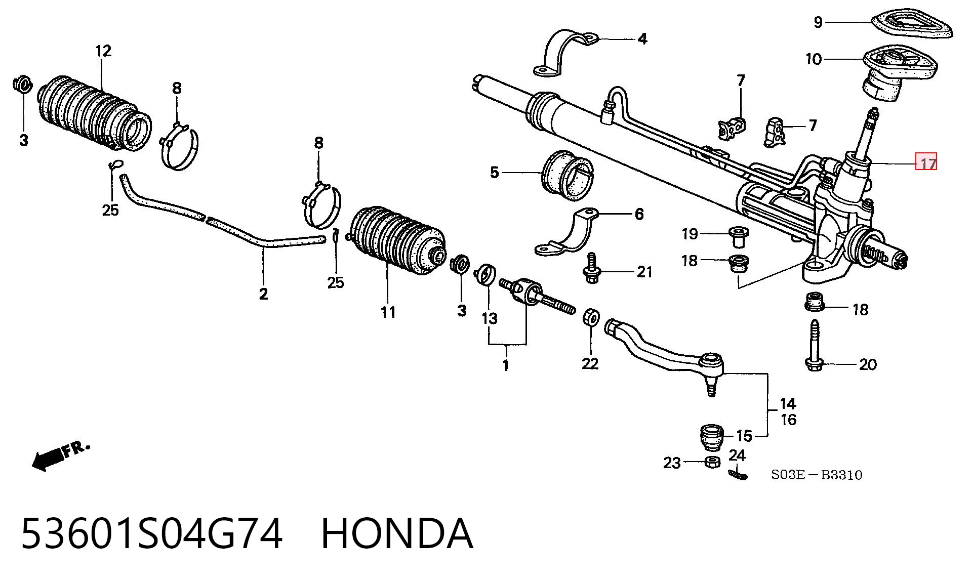 Cremalheira da direção para Honda Civic MB