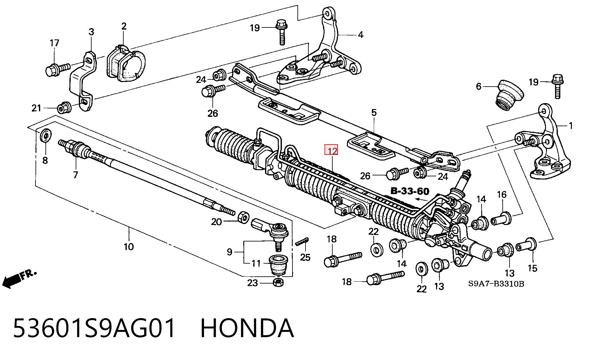 Cremalheira da direção Honda CR-V II RD