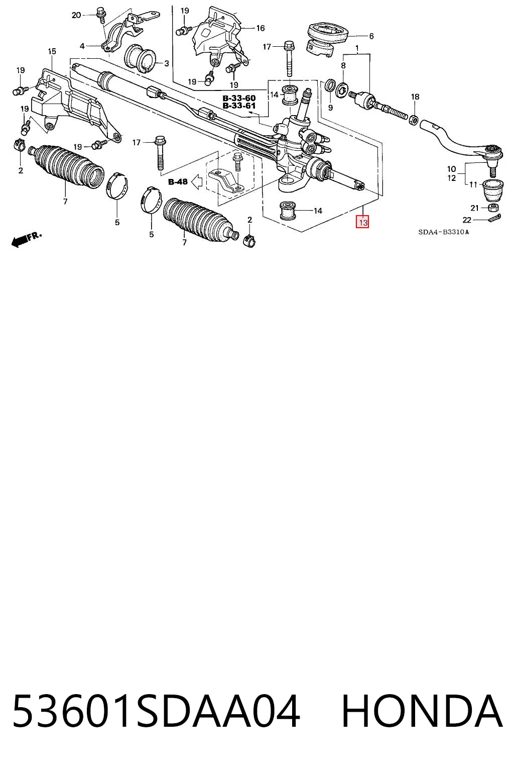 53601SDAA04 Honda Cremalheira da direção