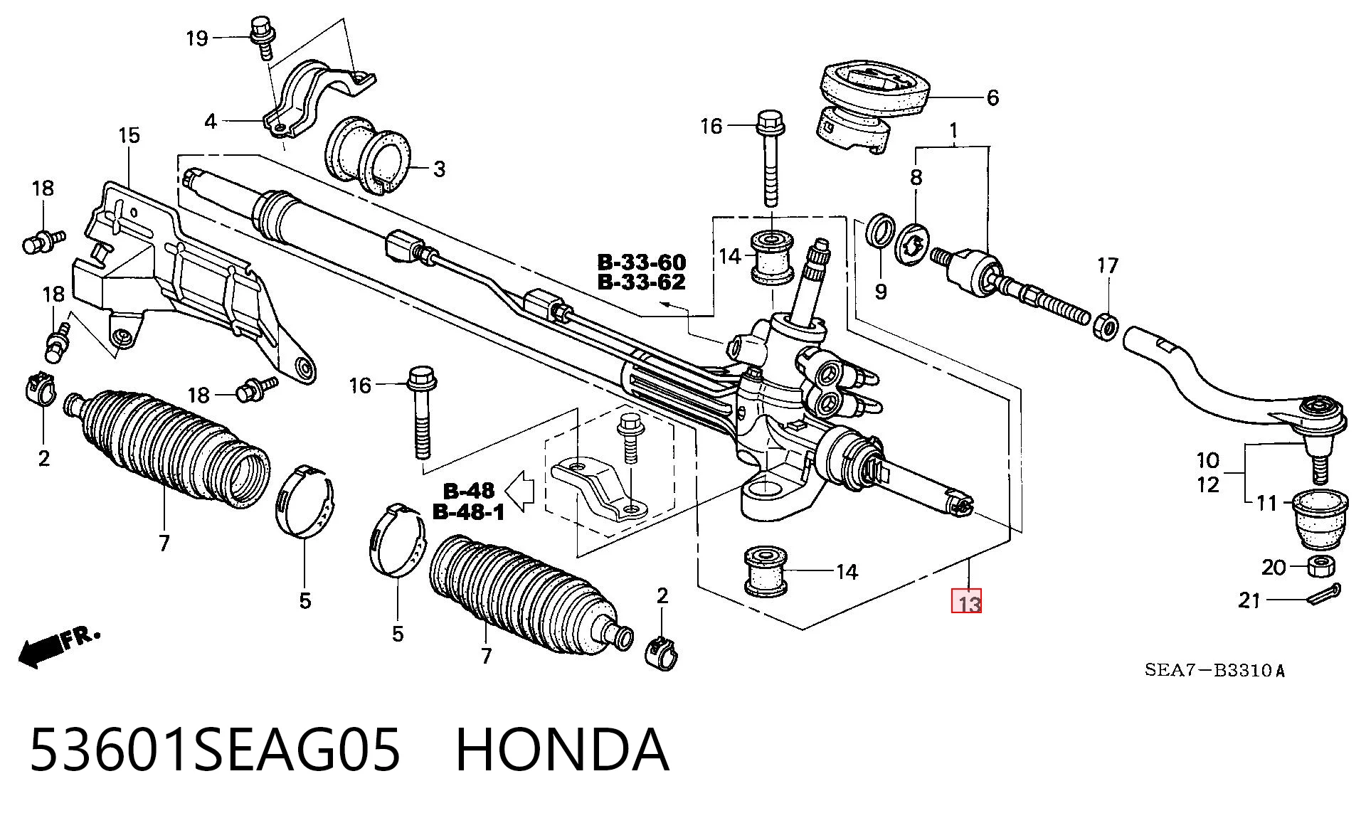 53601SEAG05 Honda Cremalheira da direção